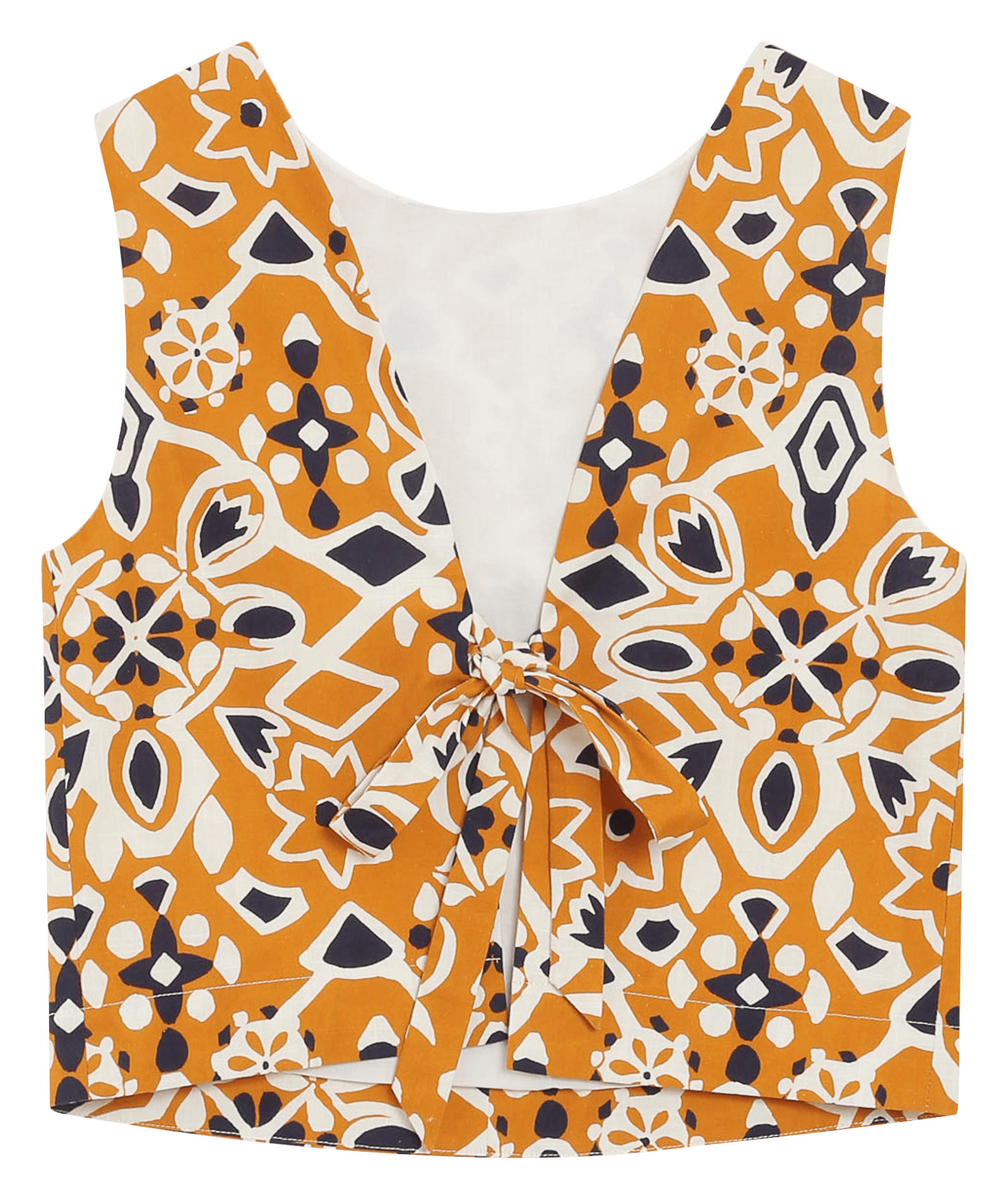 Top droit col rond en coton imprimé GRACE ET MILA Orange