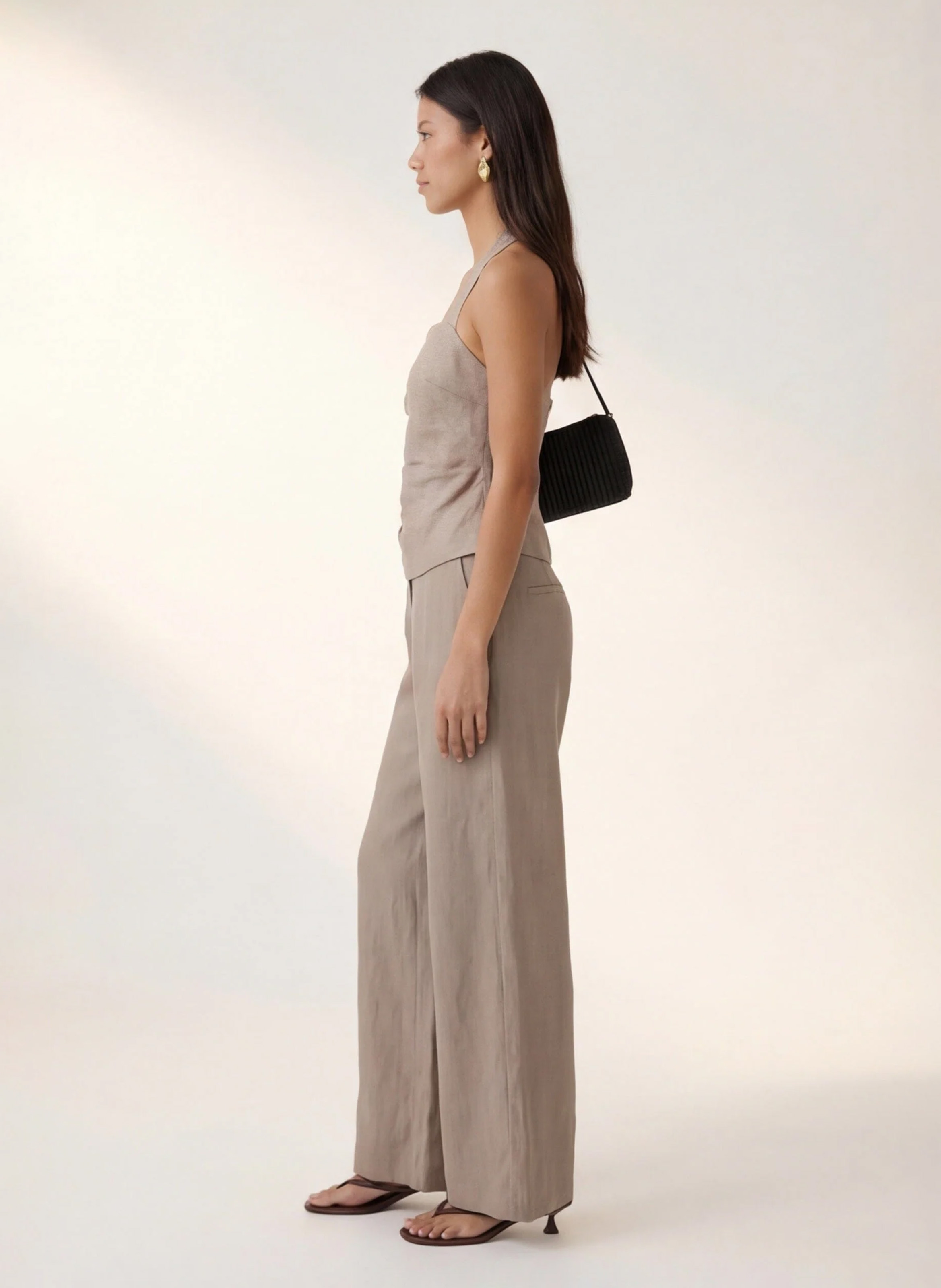 Straight linen trousers KOOKAI Brown