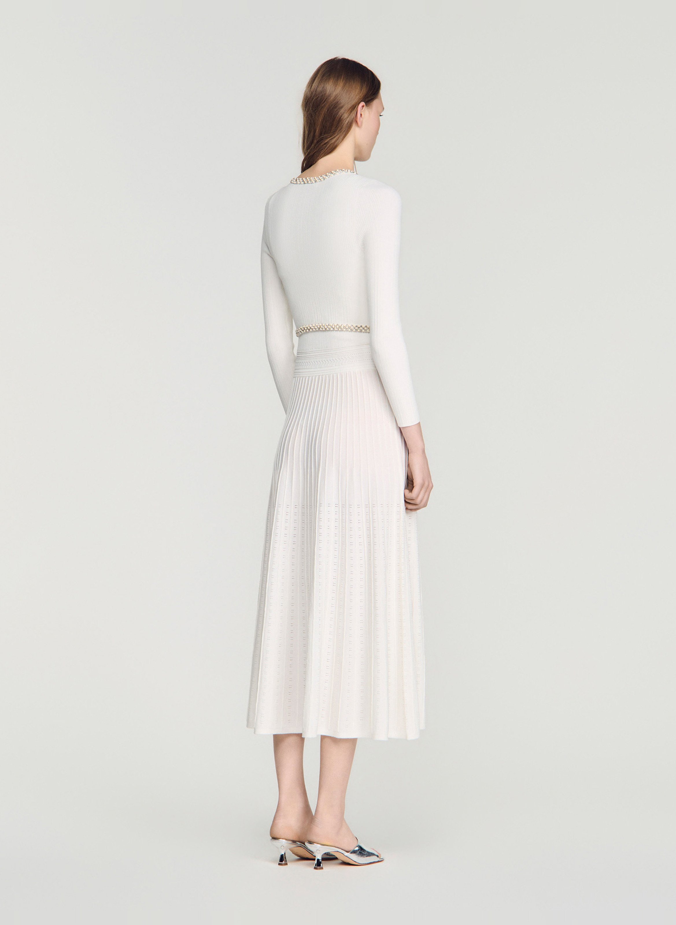 Cardigan court perlé SANDRO Wit