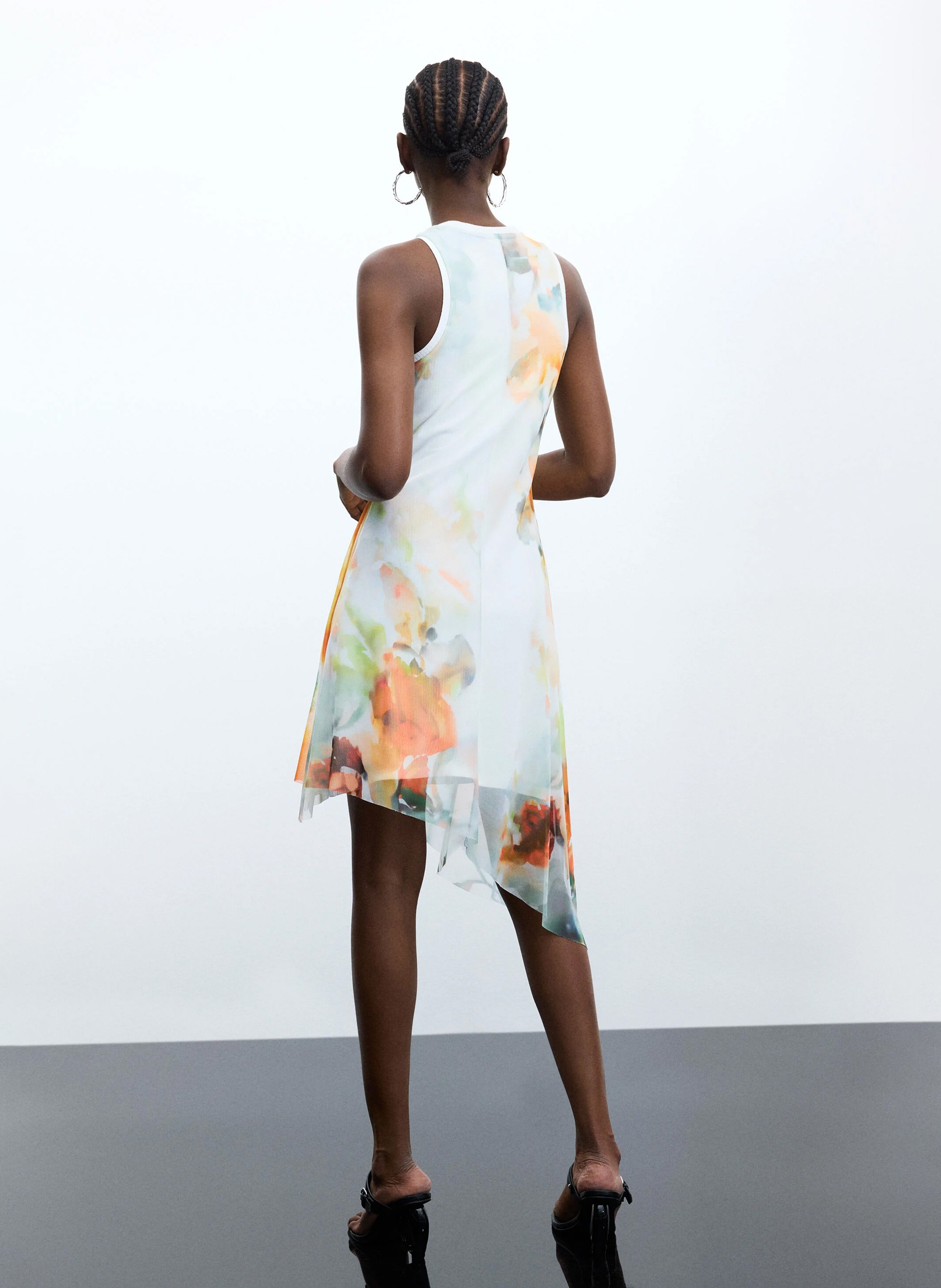 Robe courte col rond imprimée DESIGUAL Blanc