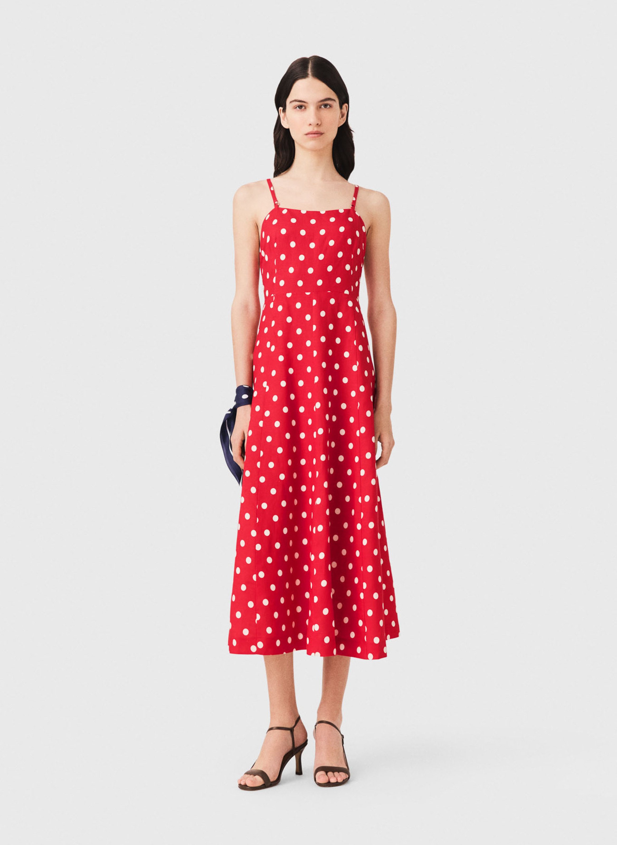 Robe longue à pois MAJE Rouge