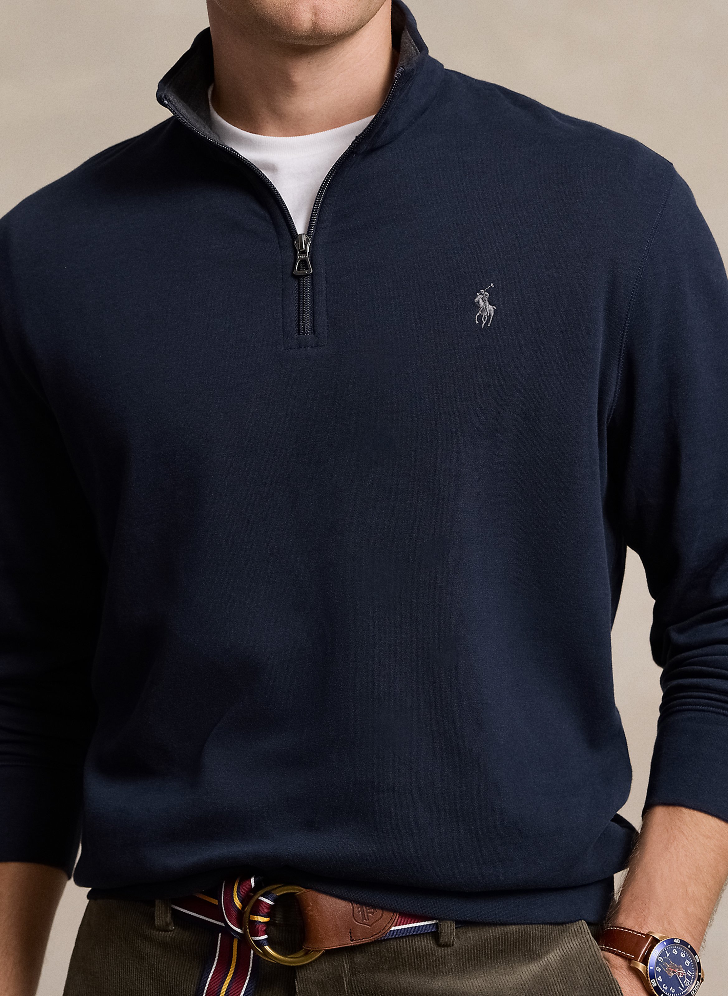 Cotton-blend sweater with zip-up neck POLO RALPH LAUREN Blue