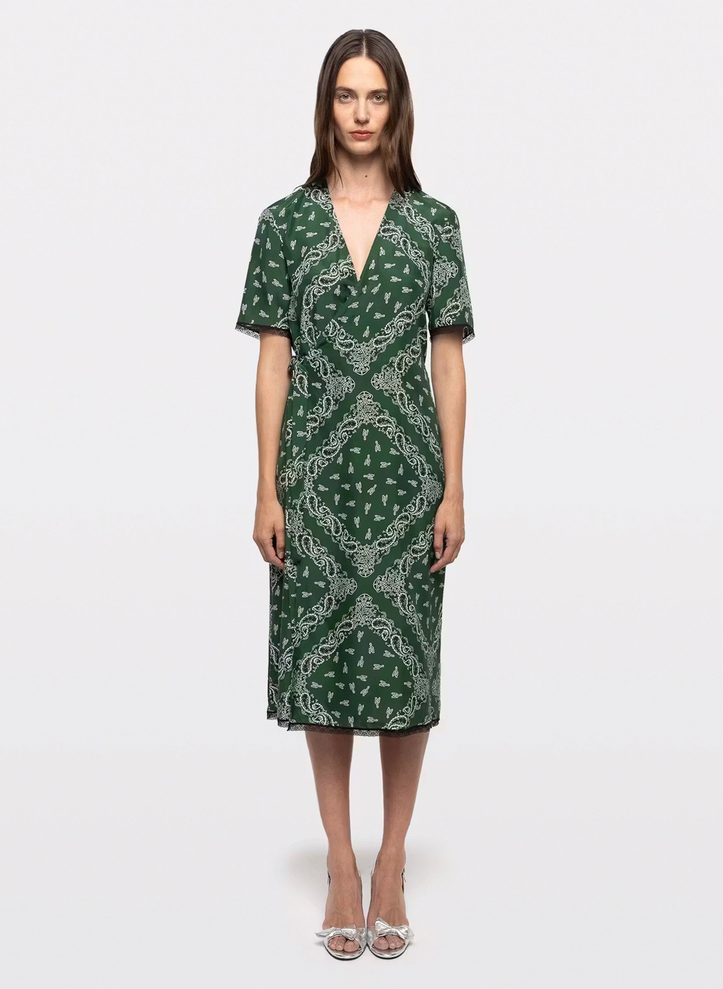 Long V-neck evening dress with print ZADIG&VOLTAIRE Green