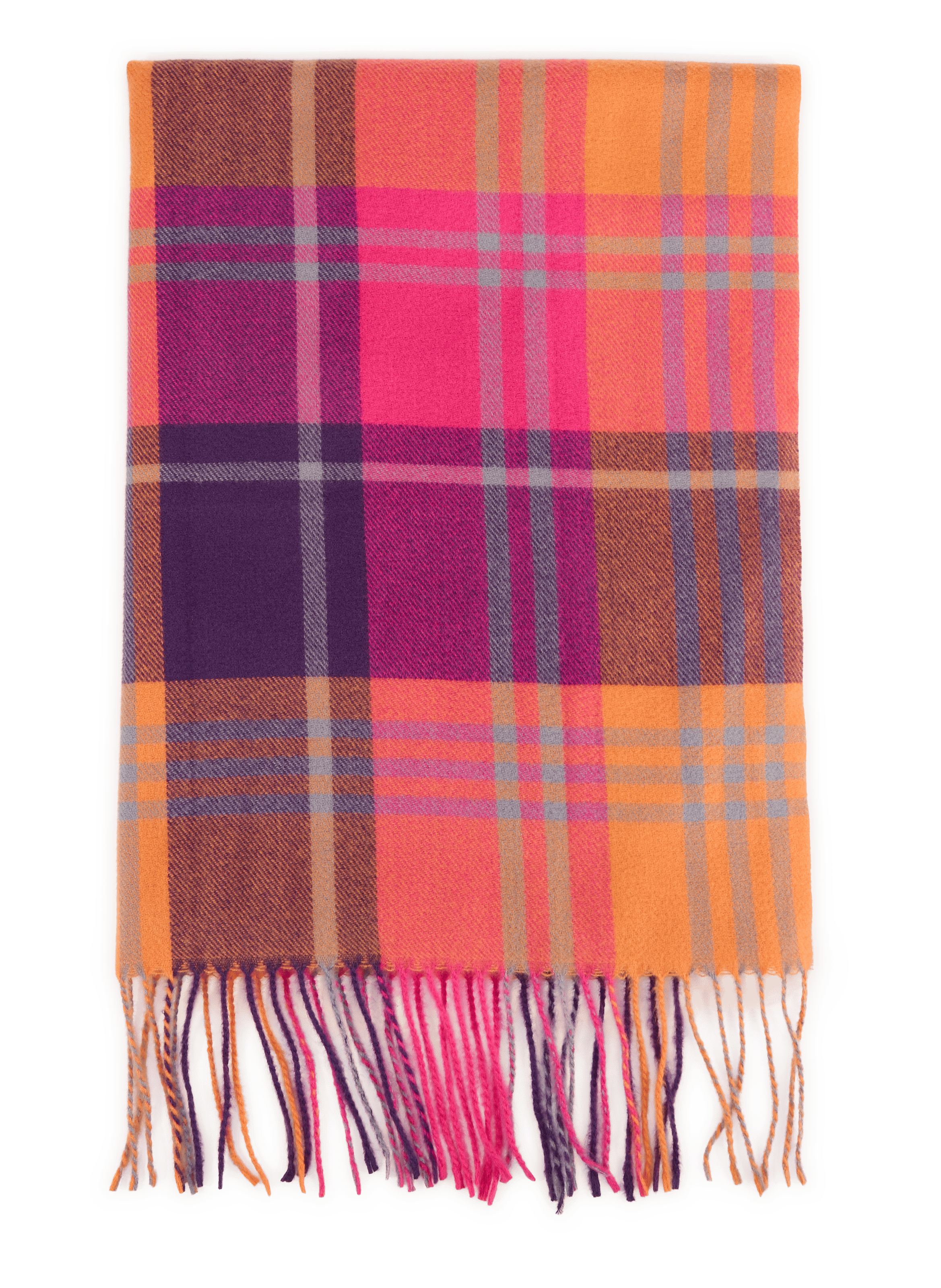 Printed checkered scarf with fringes AU PRINTEMPS PARIS Multicolored