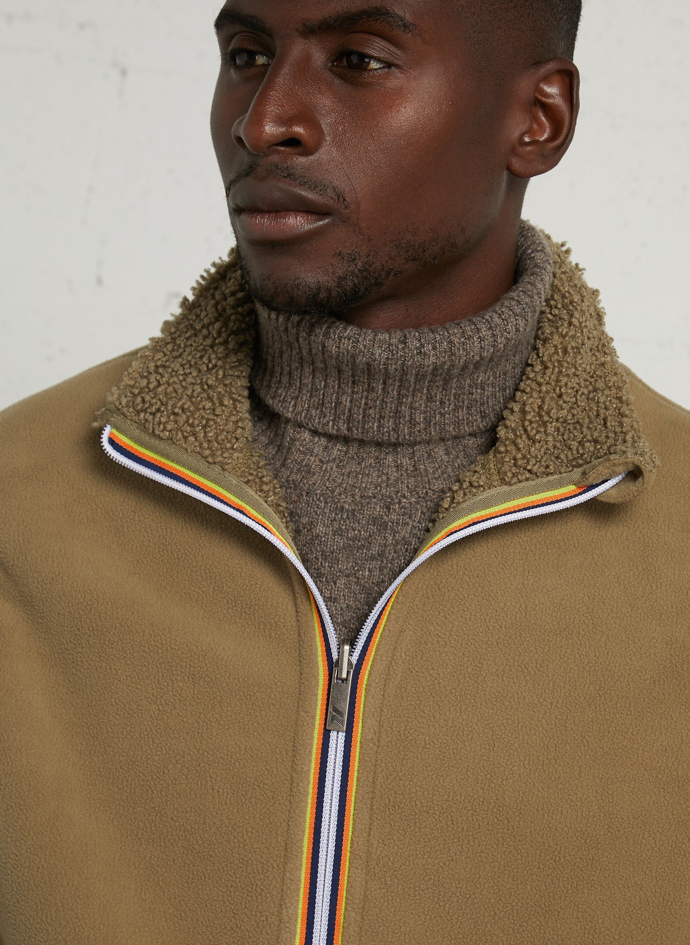 Gerader Sherpa-Mantel K-WAY Grun