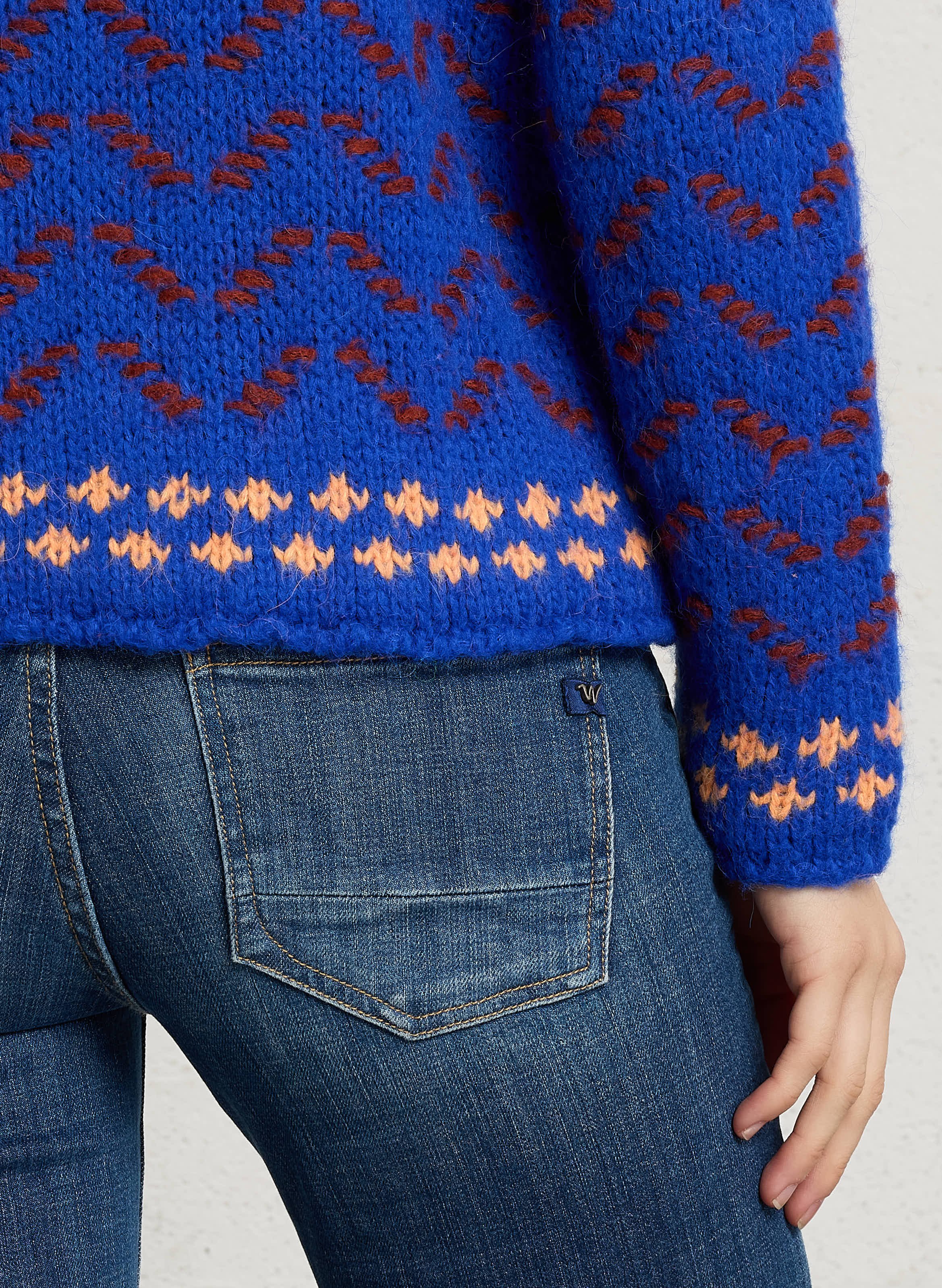 Gerader Cardigan mit Bindkragen DR BLOOM Blau