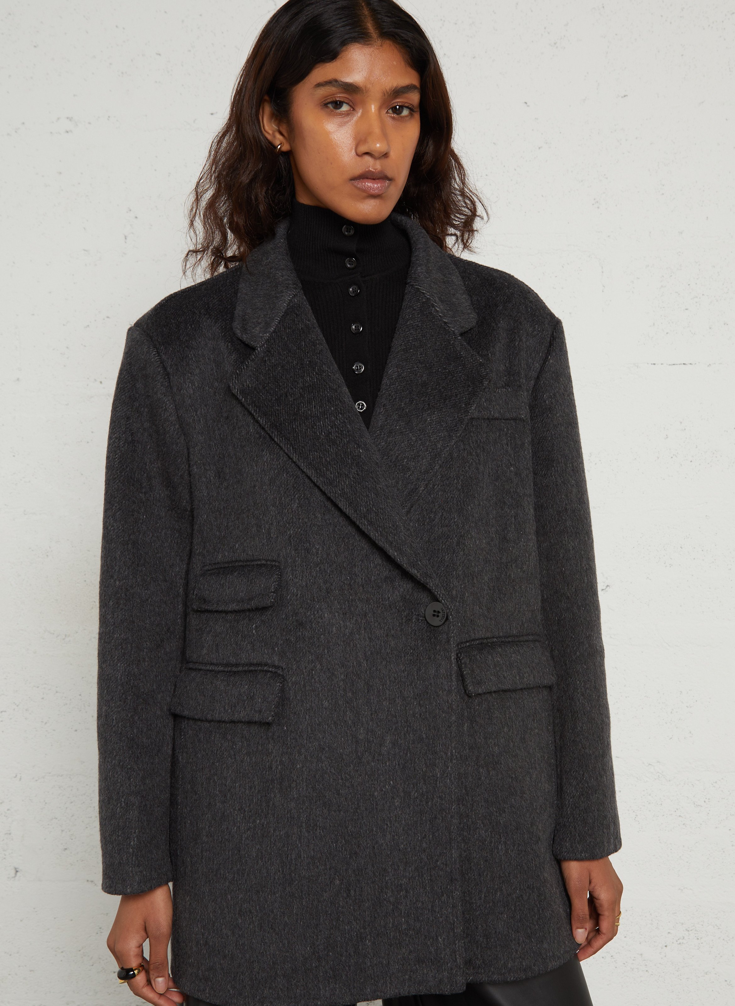 Straight wool-blend coat with tailored collar IMPERIAL Grey