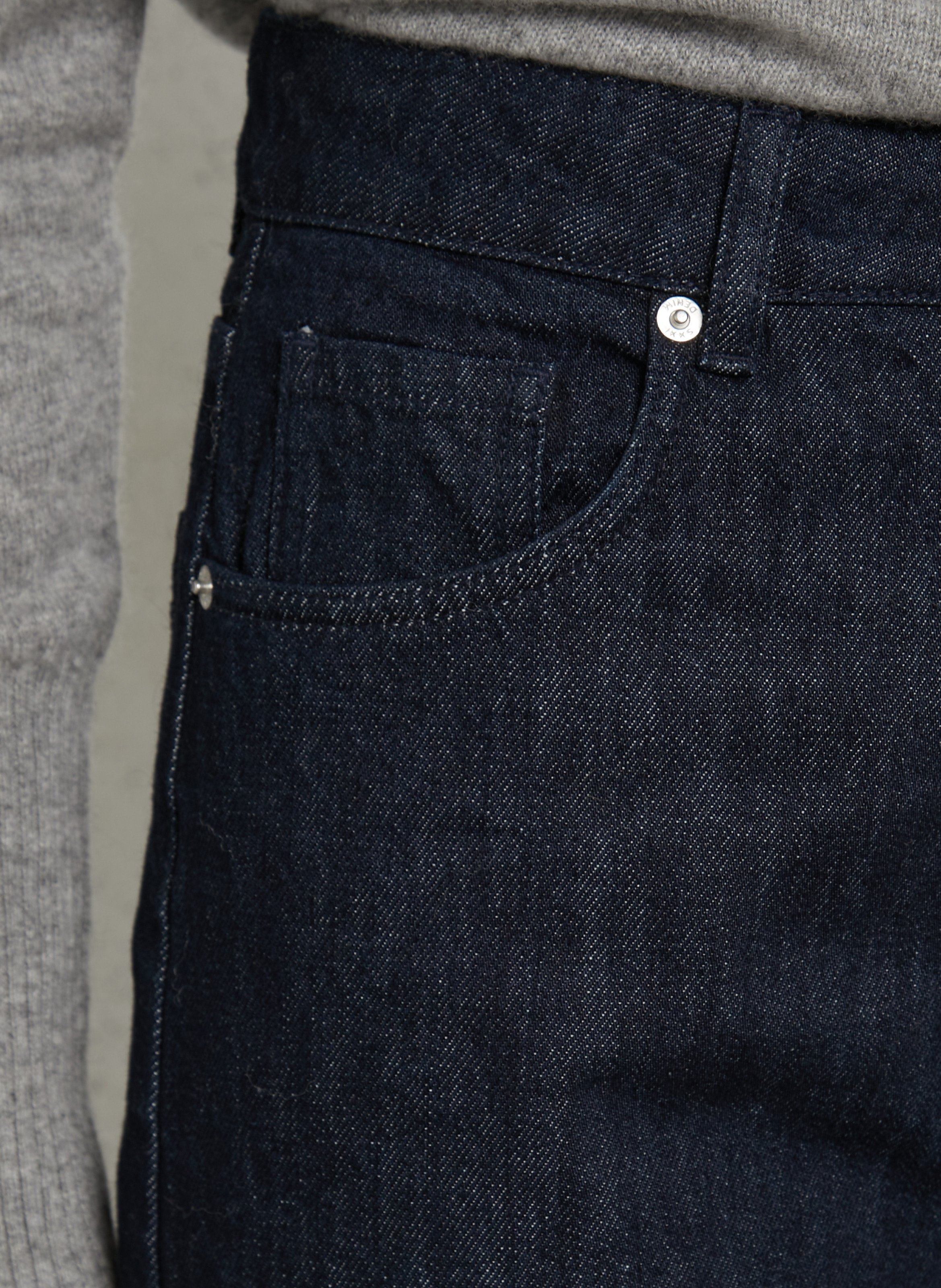 Donkerblauwe jeans met hoge taille en wijde pijpen IKKS Blauw