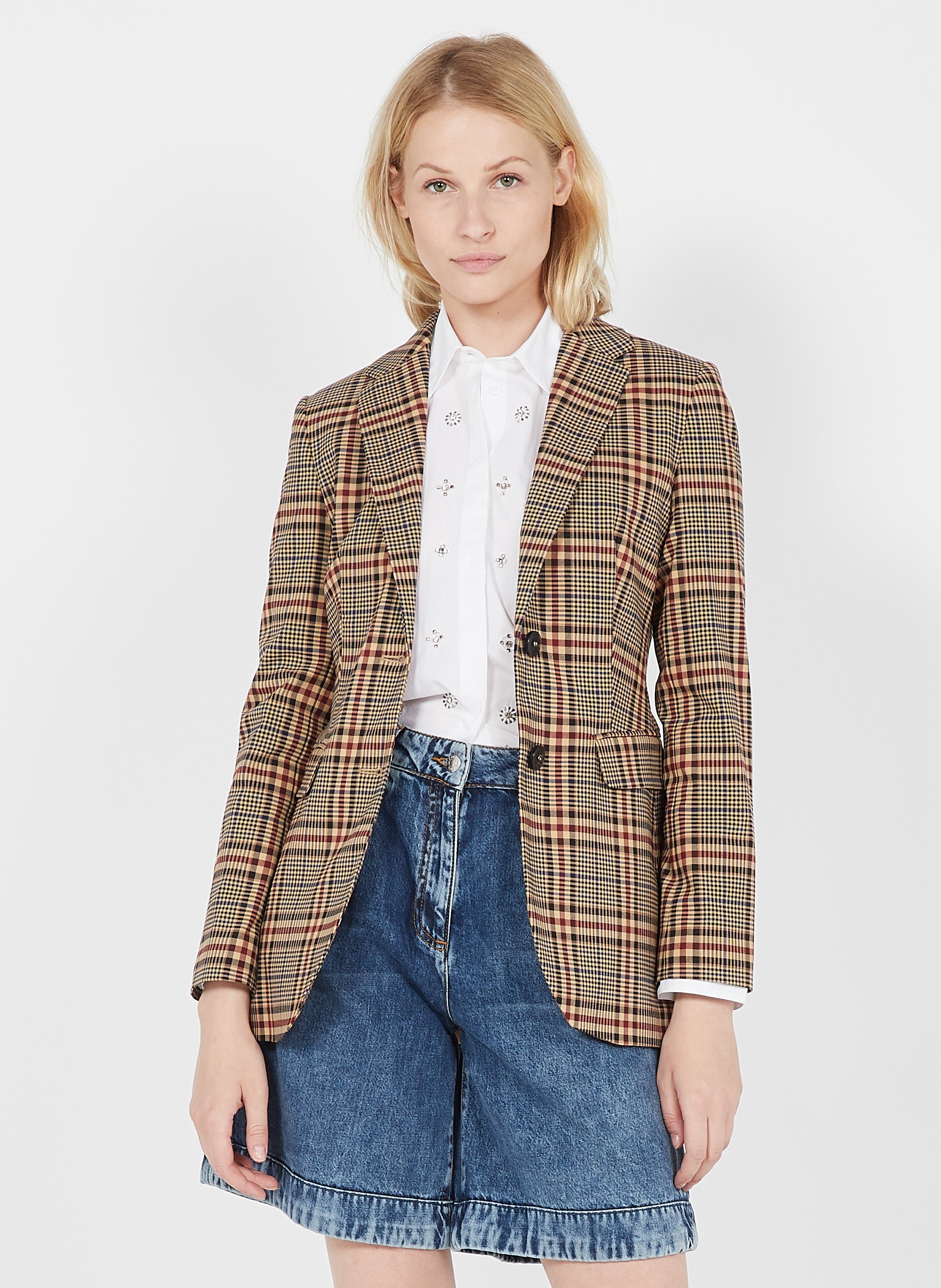 Checked jacket with tailored collar MAX&Co. Beige