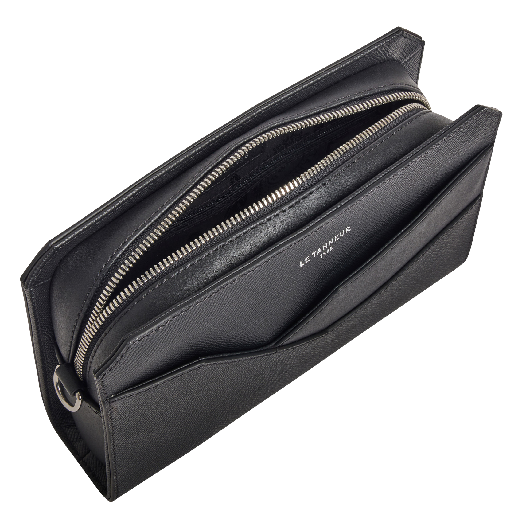 Zipped leather clutch bag LE TANNEUR Black