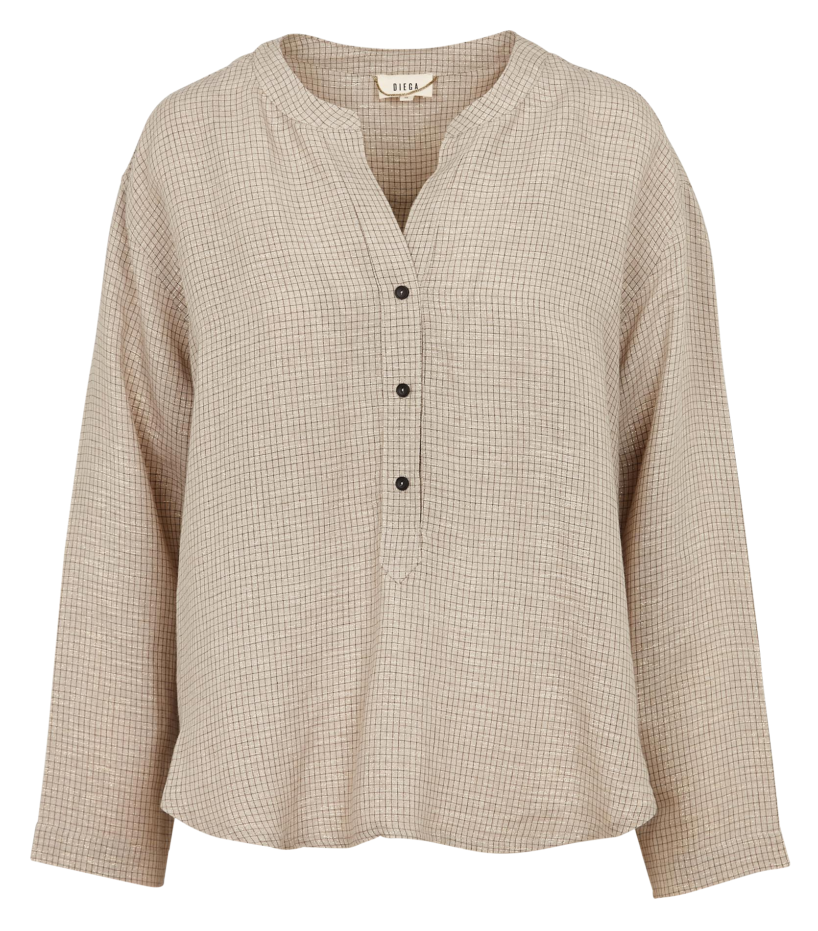 Checked cotton V-neck blouse DIEGA Golden