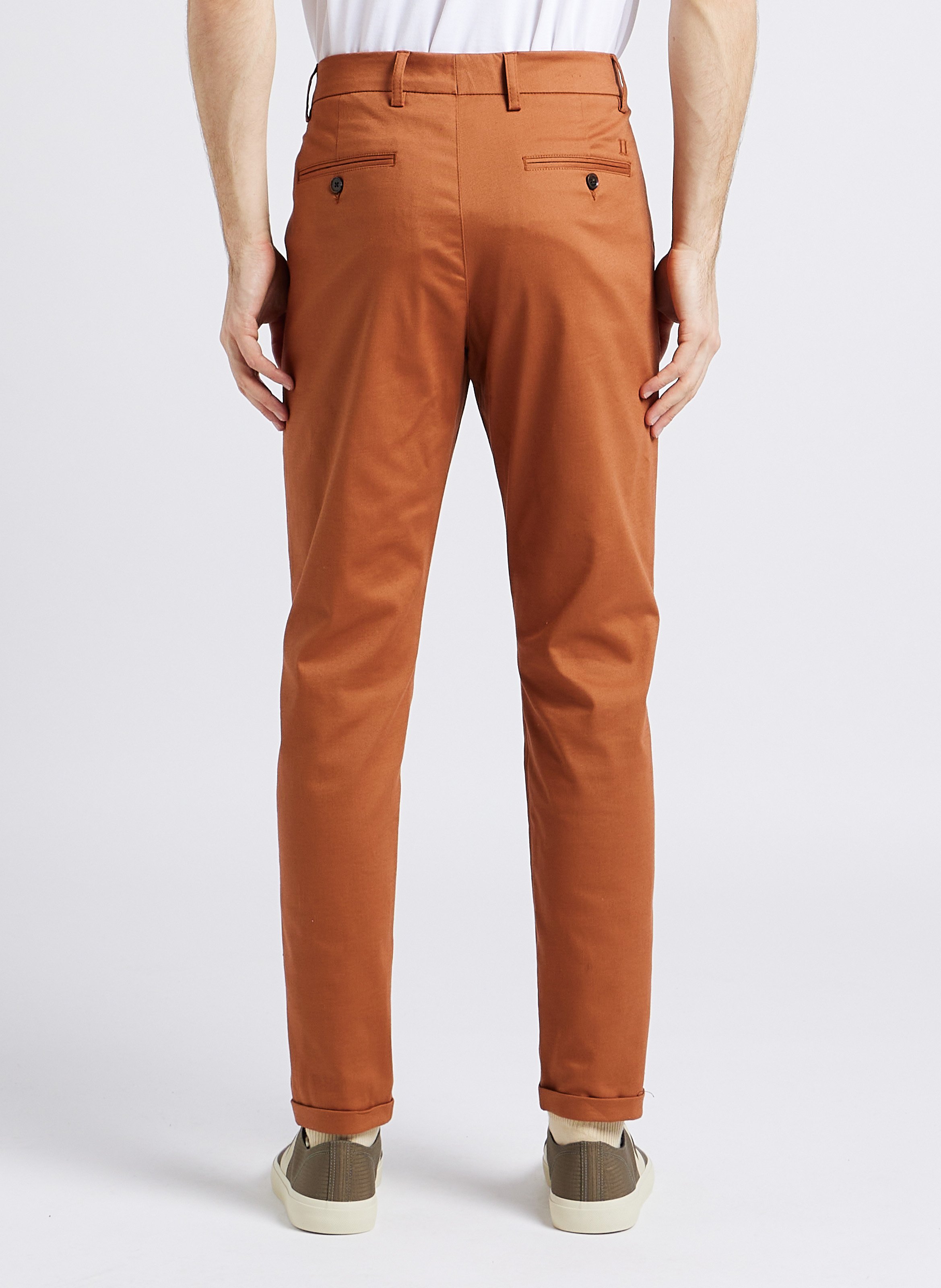 Slim-fit stretch cotton chinos LES DEUX Orange