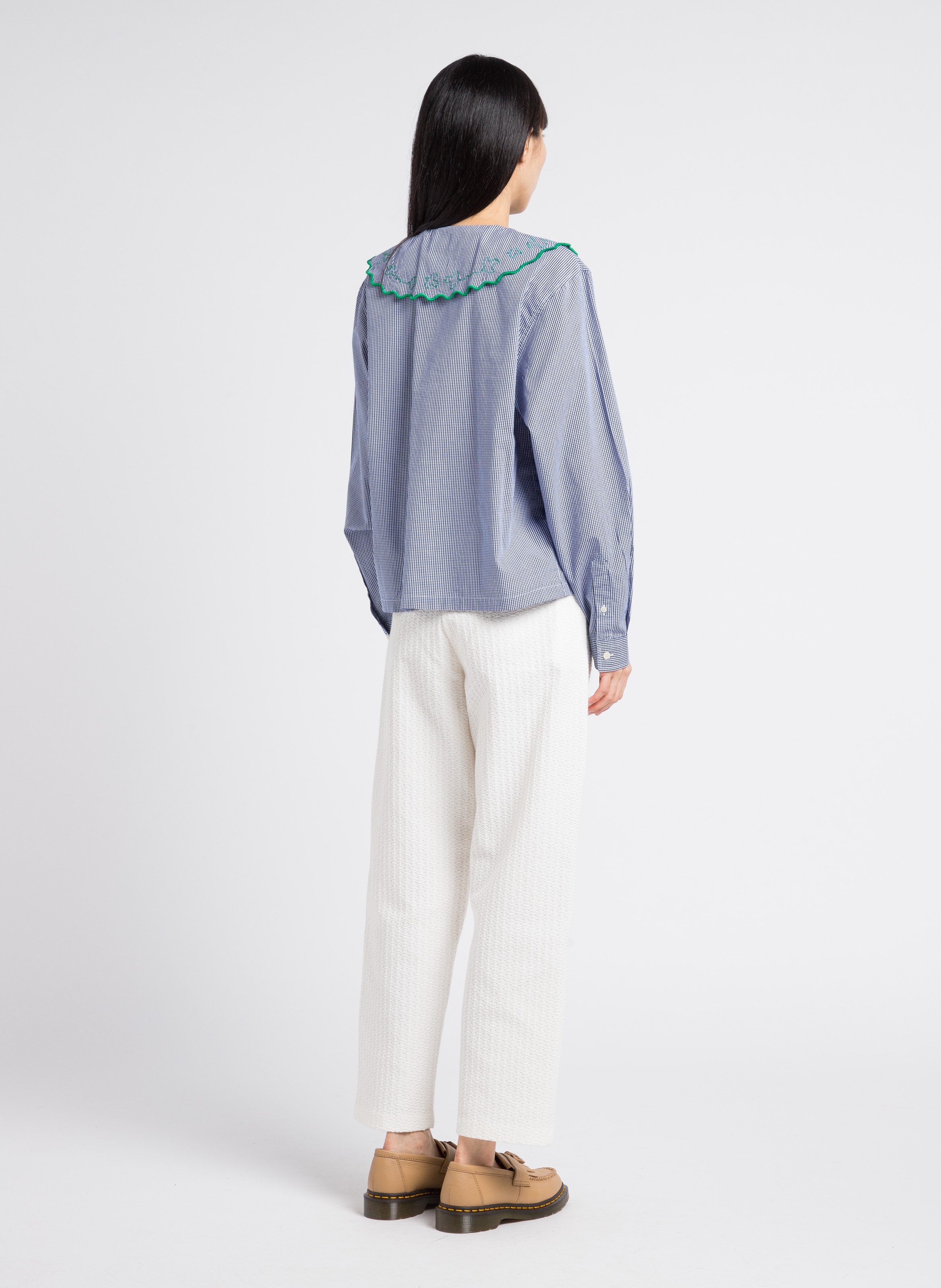 Pantalon carotte taille haute en coton mélangé RITA ROW Blanc