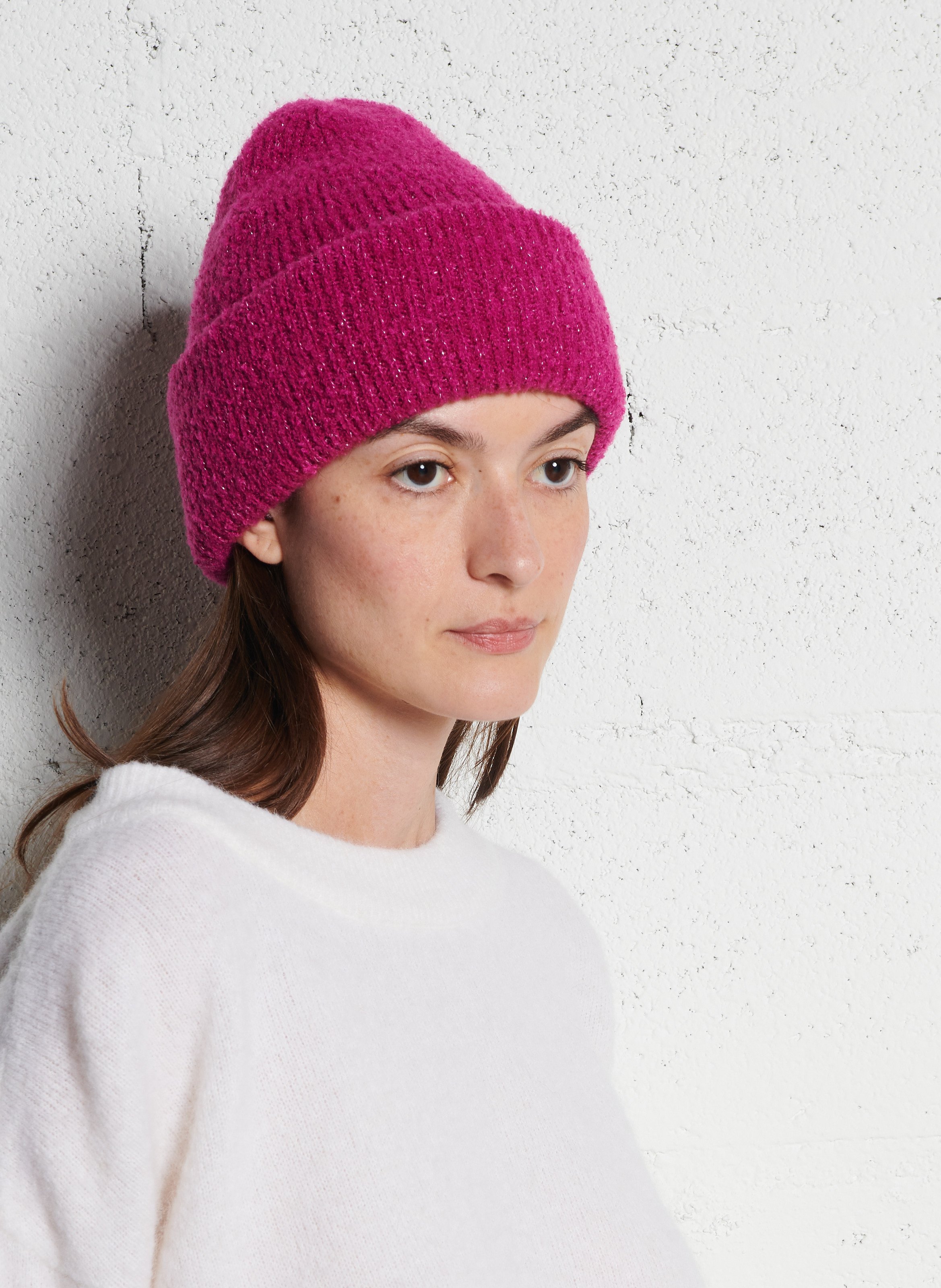 Ribbed knit beanie PIECES Purple