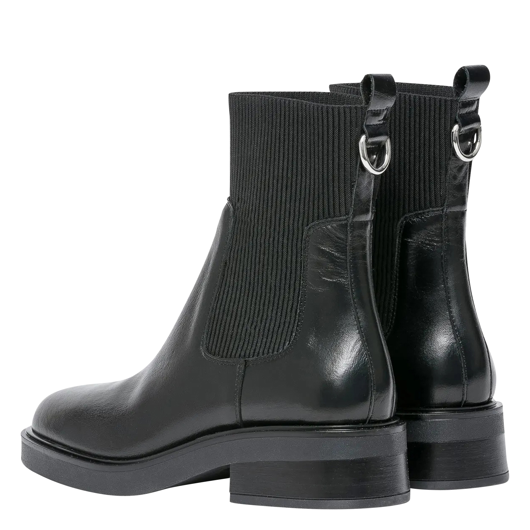 Mixed leather mid-calf boots BOCAGE Black