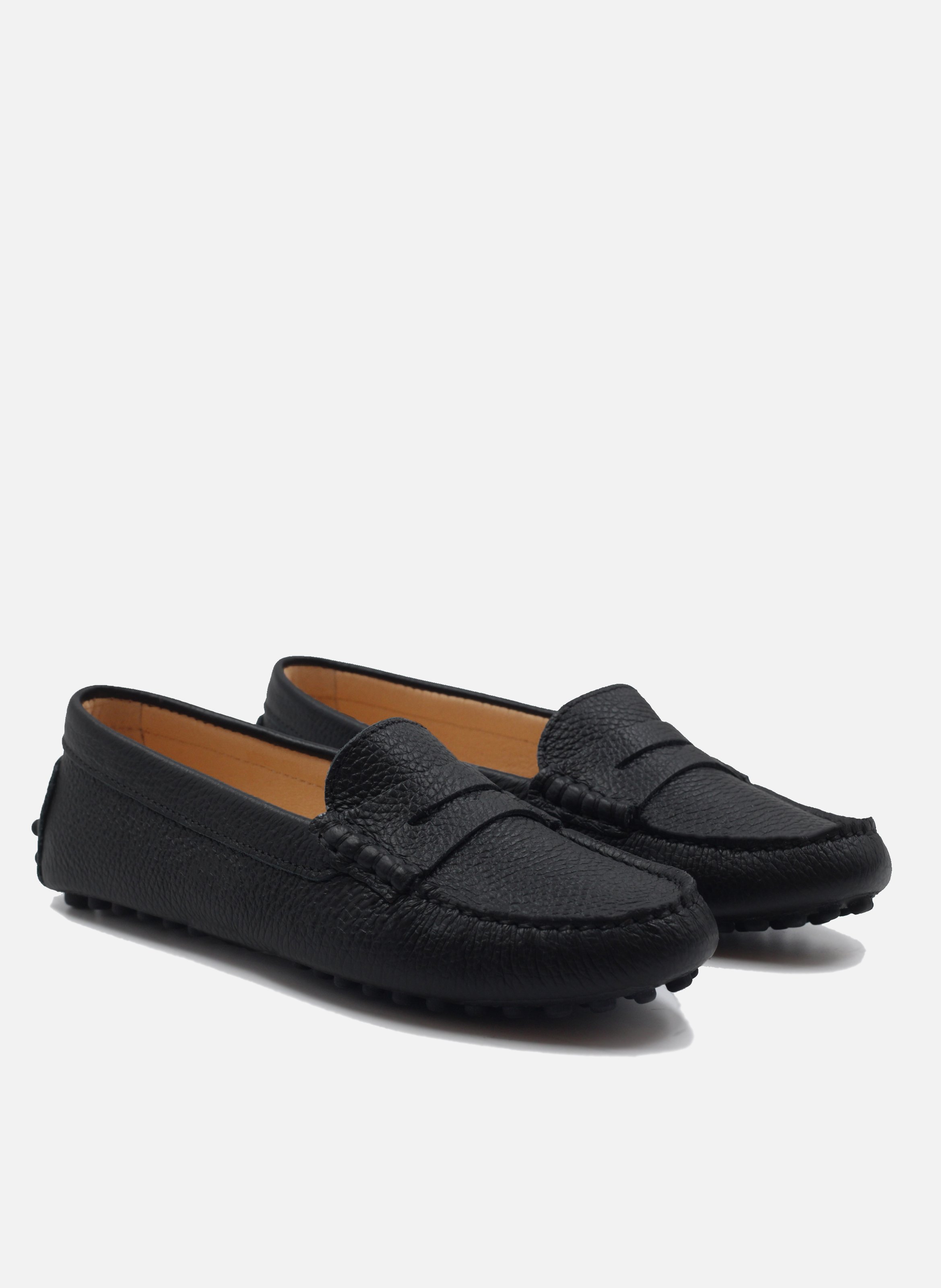 Grained leather loafers Black