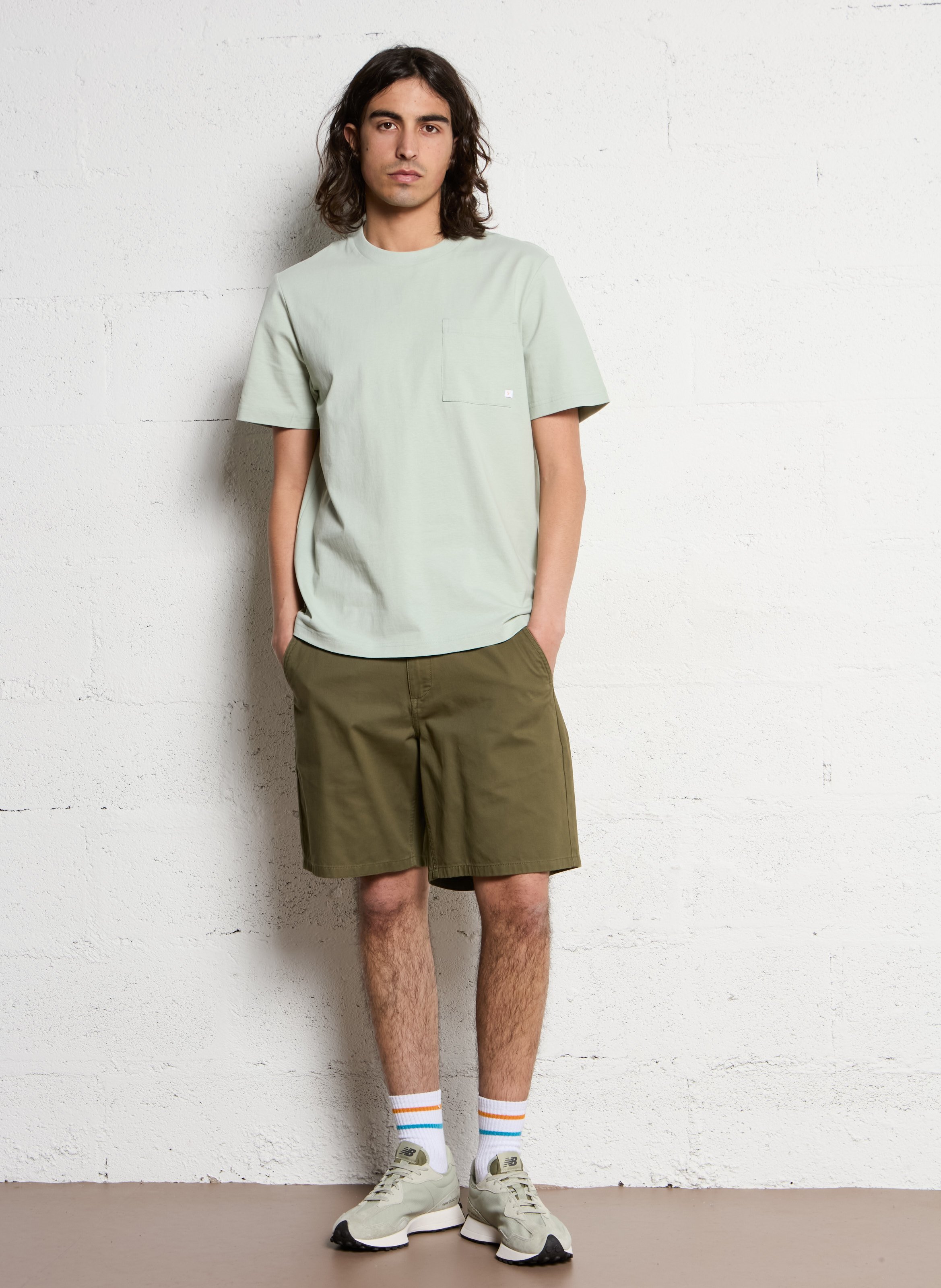 Straight cotton shorts FARAH Green