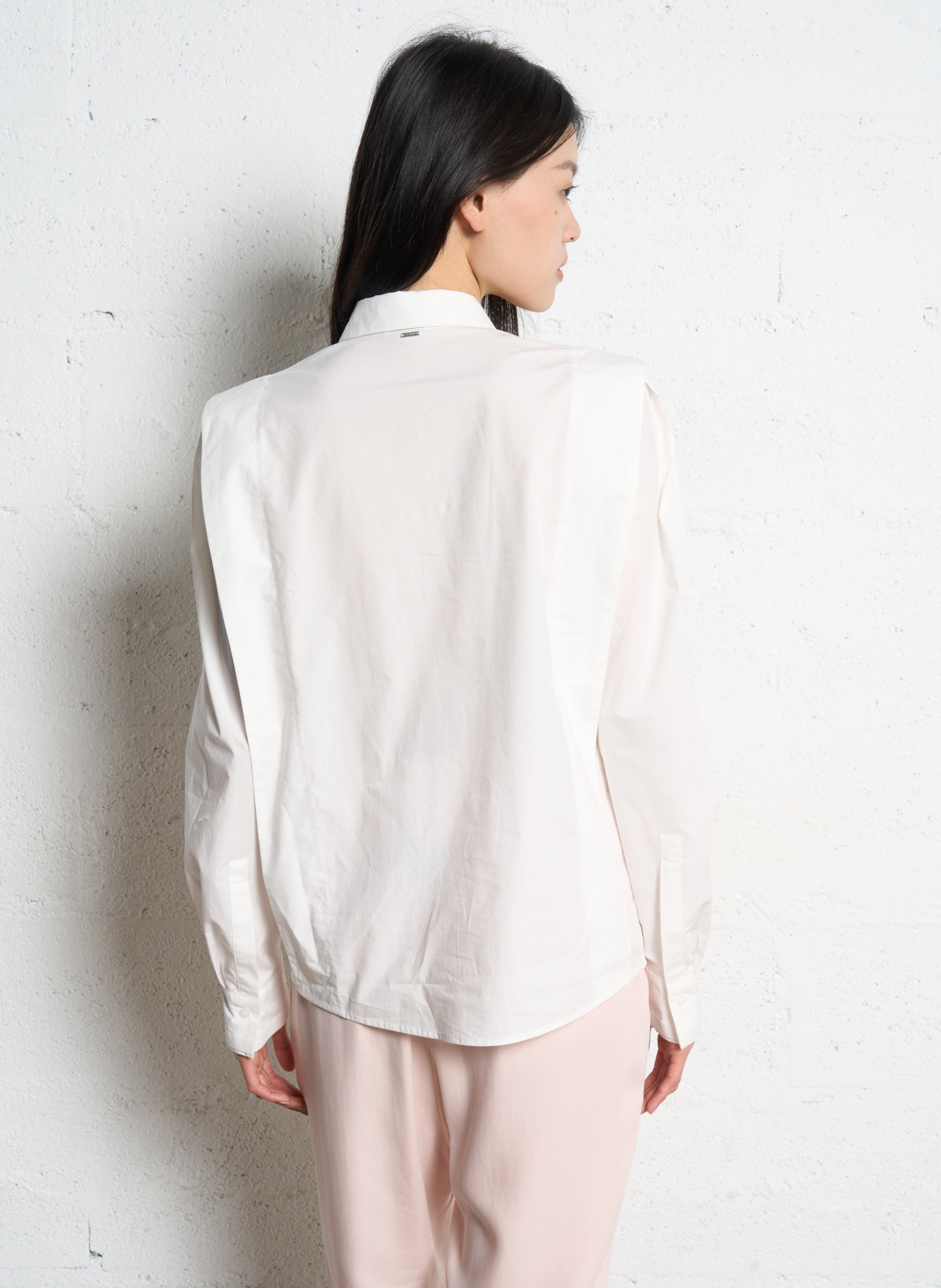Solid straight shirt with panels IKKS White