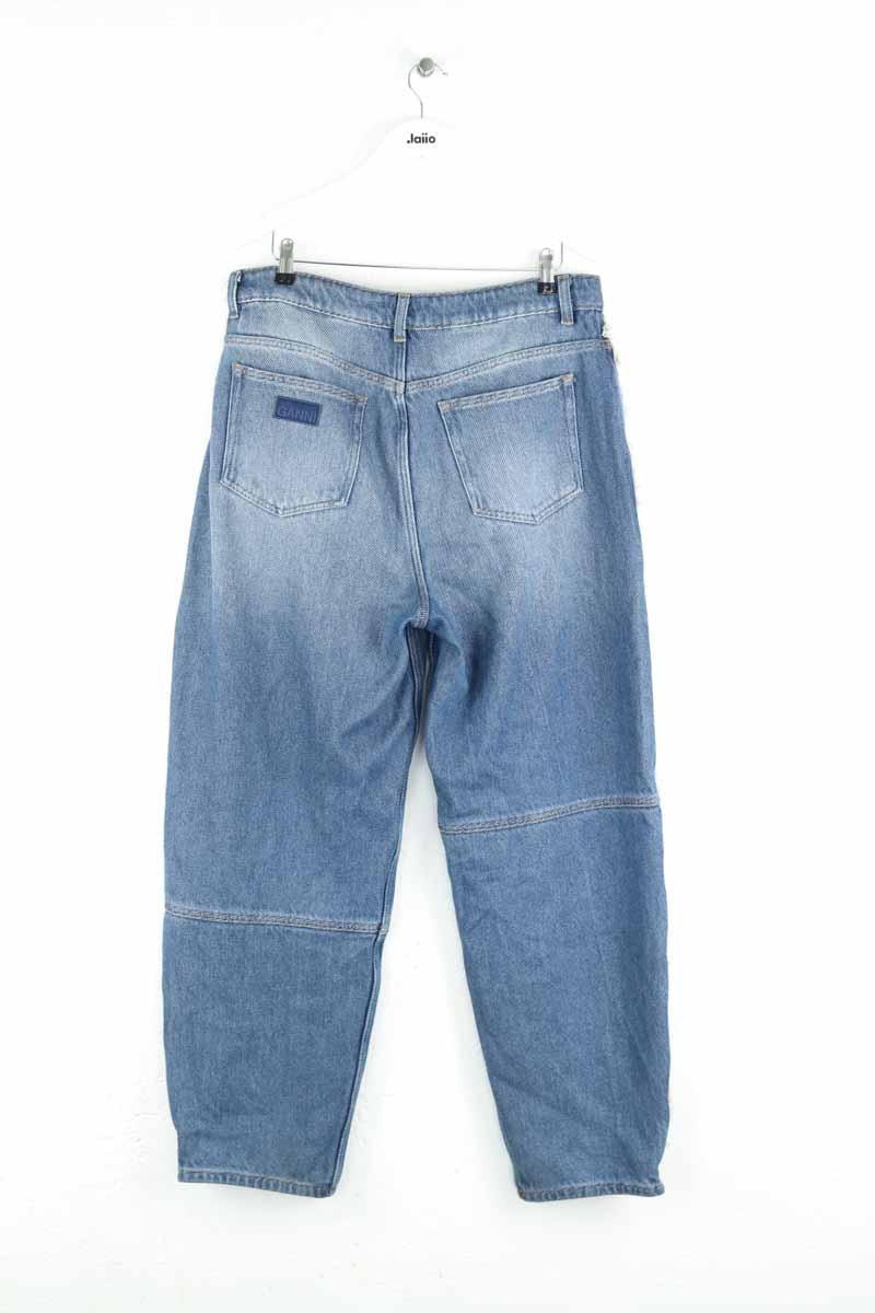 Cotton straight jeans GANNI - Seconde Main Blue