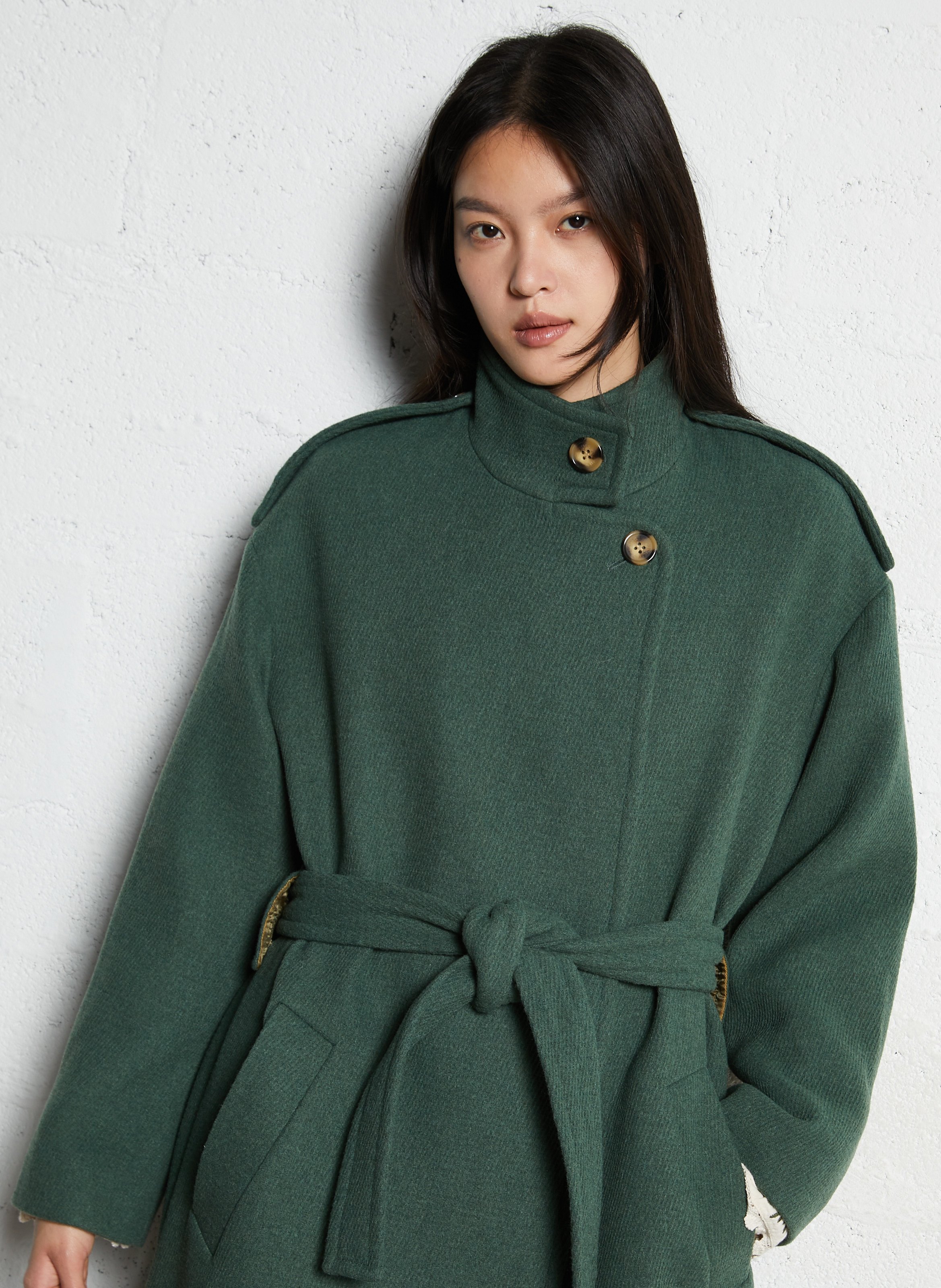 Gerade geschnittener Mantel Grun