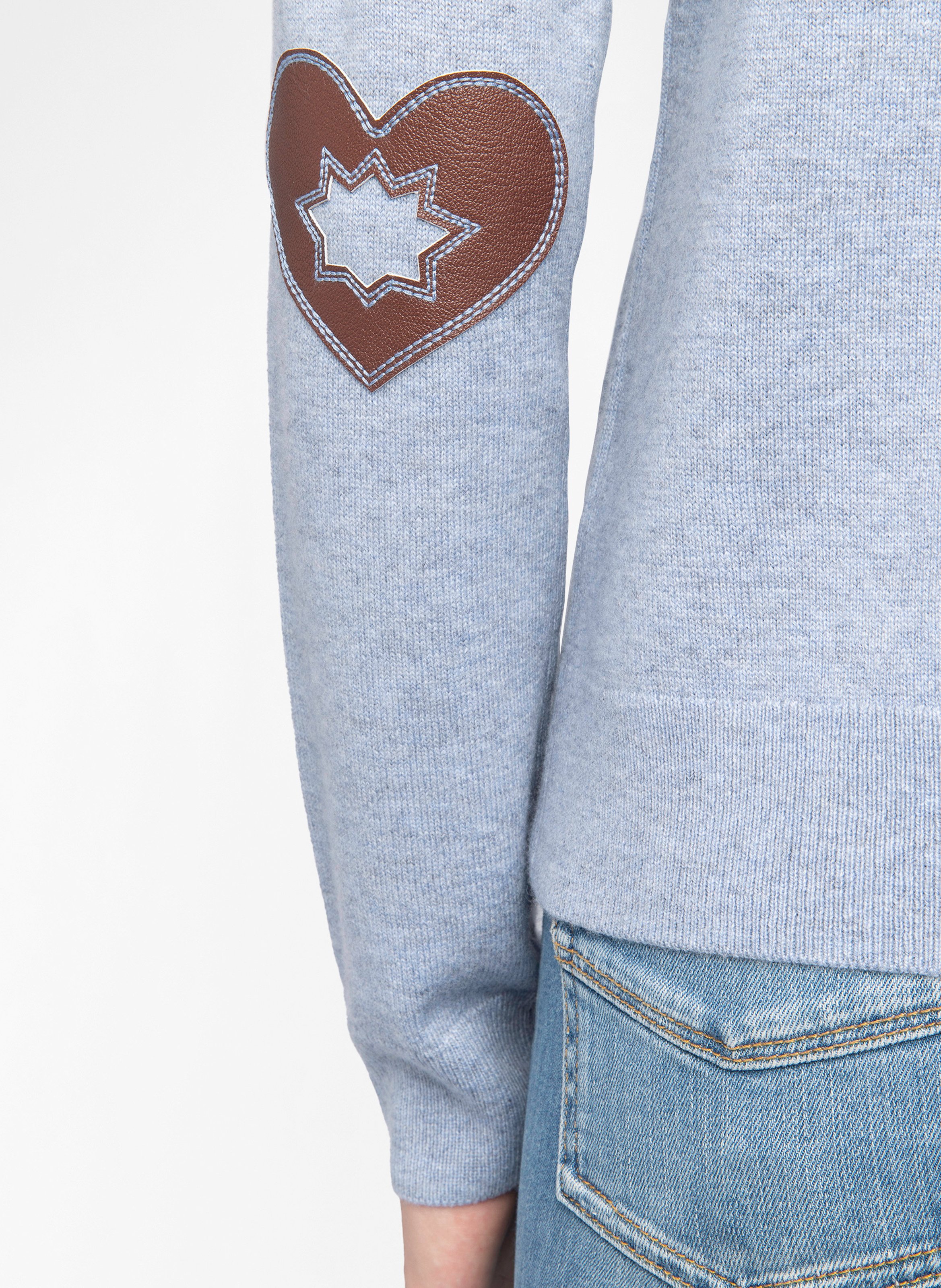 Pull col rond avec patch en cachemire ZADIG&VOLTAIRE Bleu