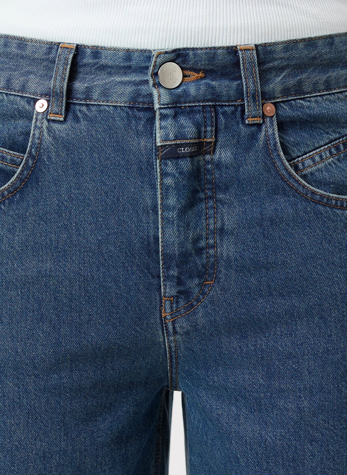 High-waisted wide leg jeans with printed pocket CLOSED Blue