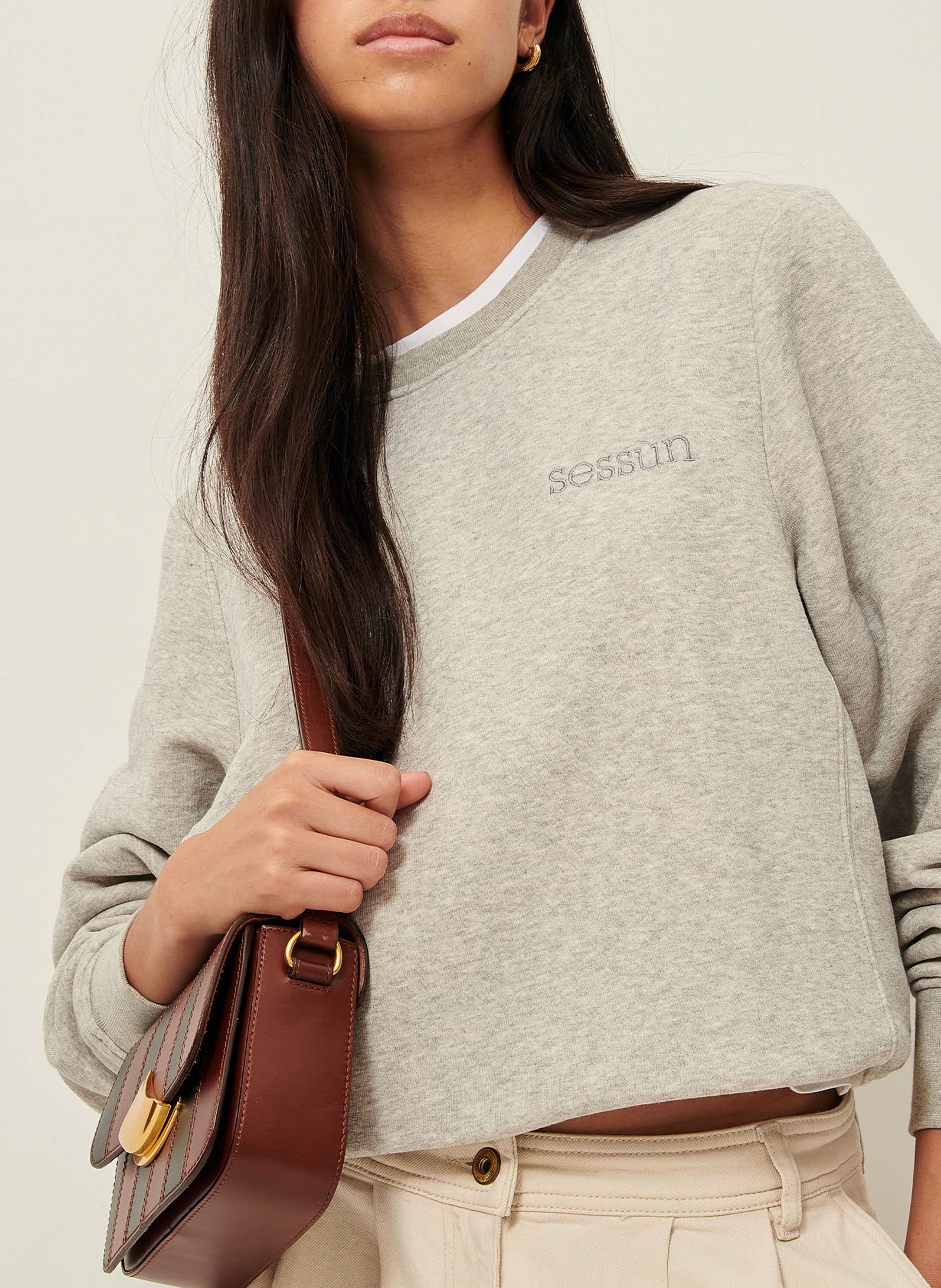 Cotton-mix round-neck sweatshirt SESSUN Grey