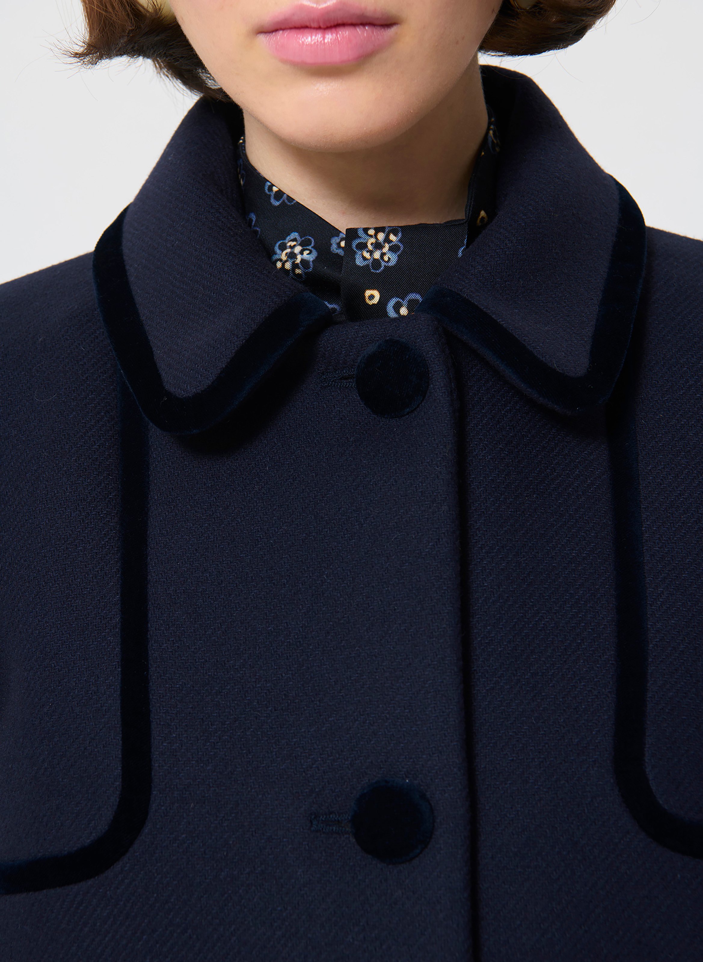 Straight wool-blend coat with classic collar TARA JARMON Blue