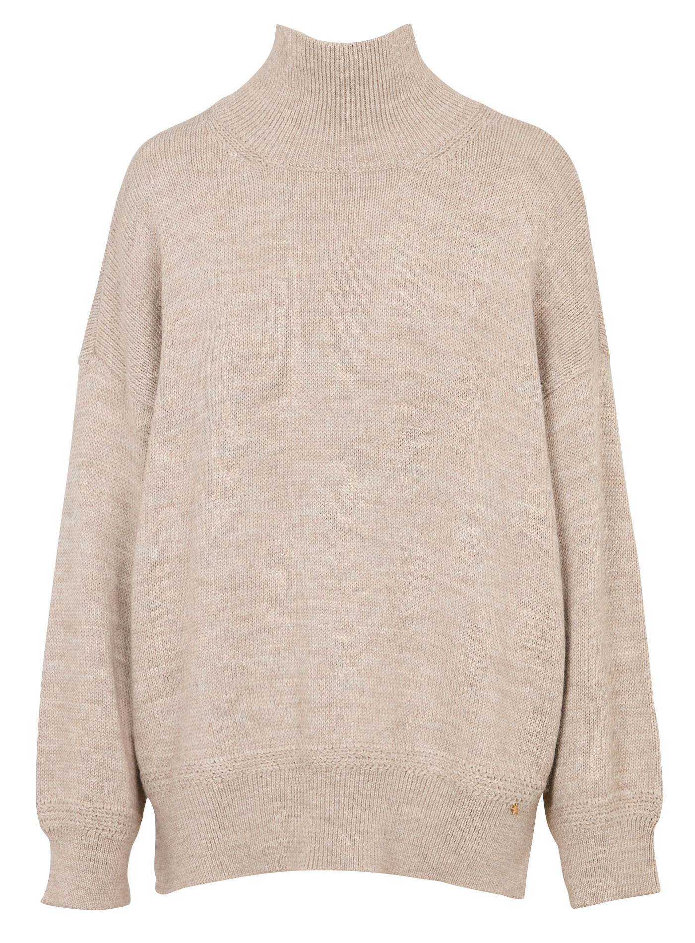 Pull ample col montant en laine mélangée DES PETITS HAUTS Beige