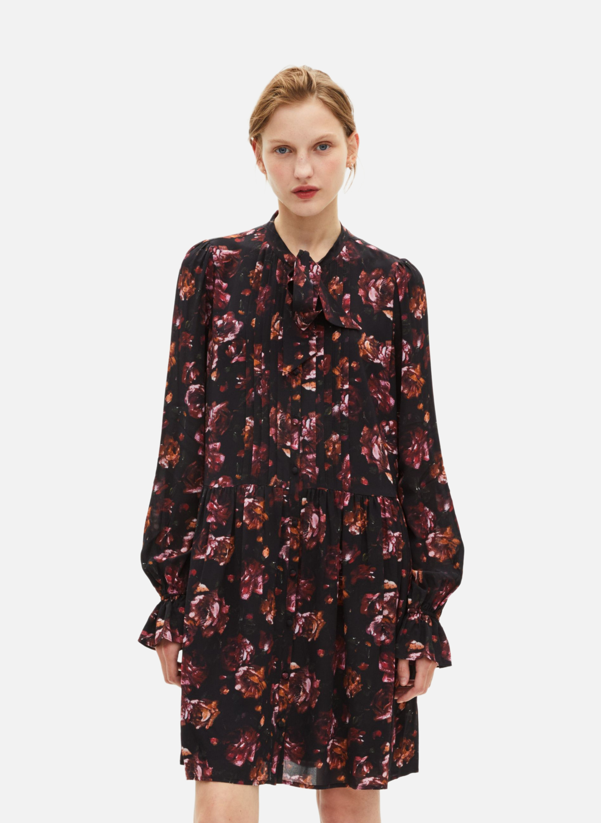 Short printed silk-blend dress THE KOOPLES Red