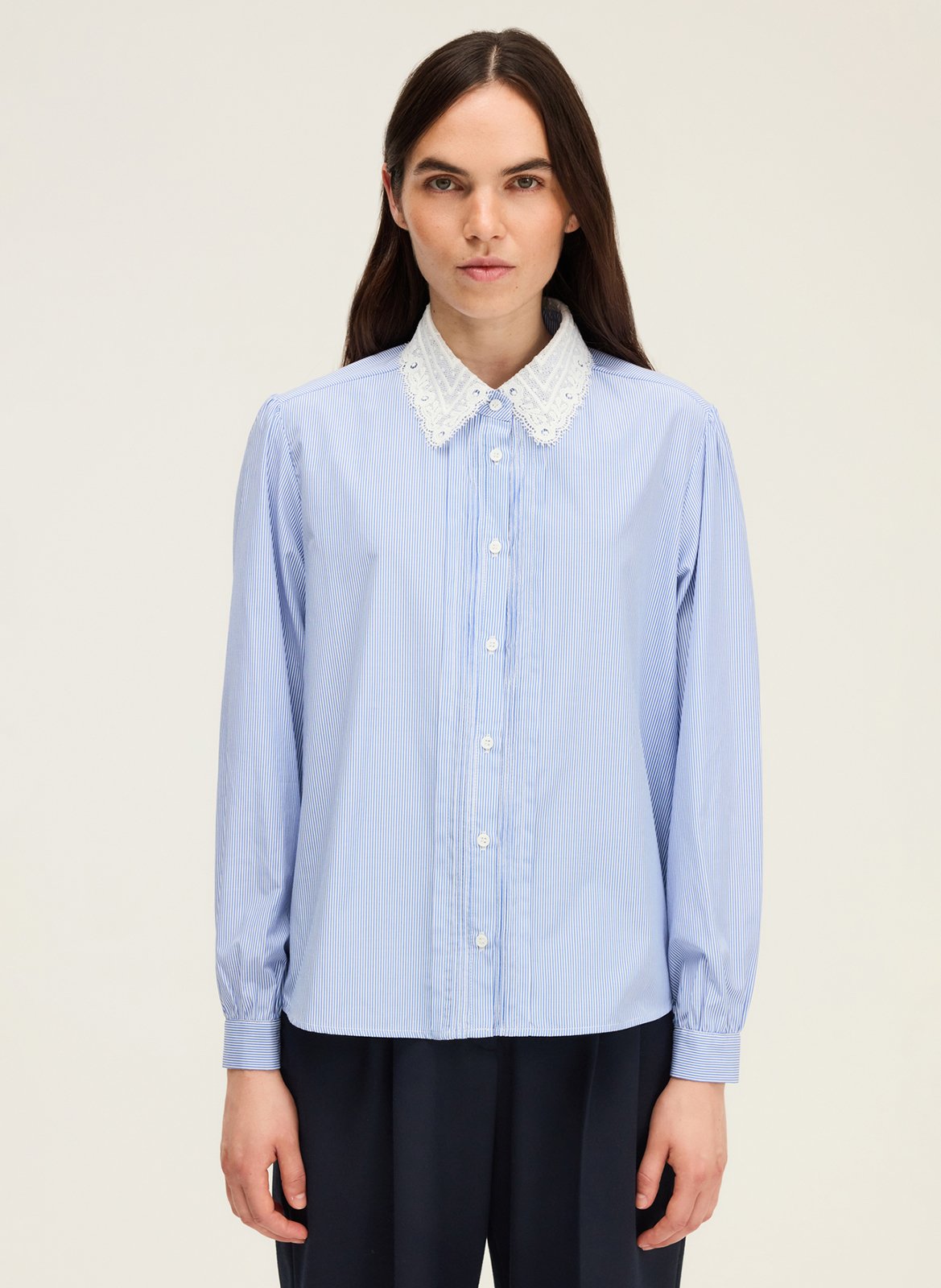 Chemise droite col classique en coton PABLO Bleu