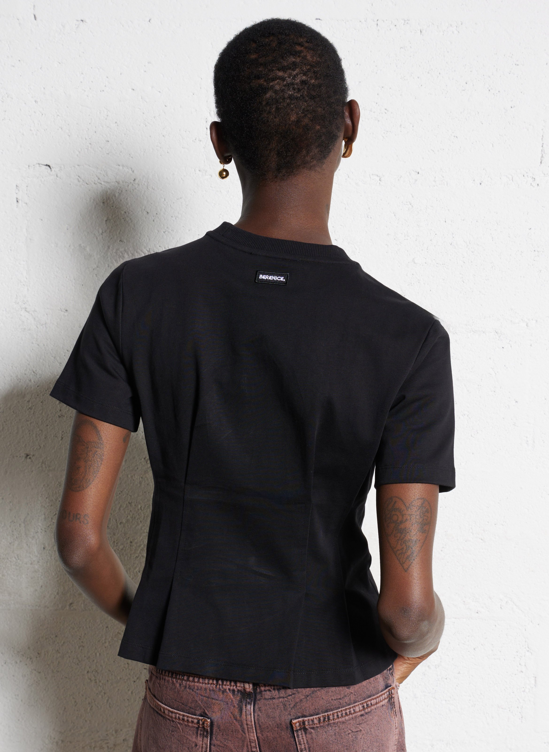 Baumwoll-Pullover mit Rundhalsausschnitt BERENICE Schwarz