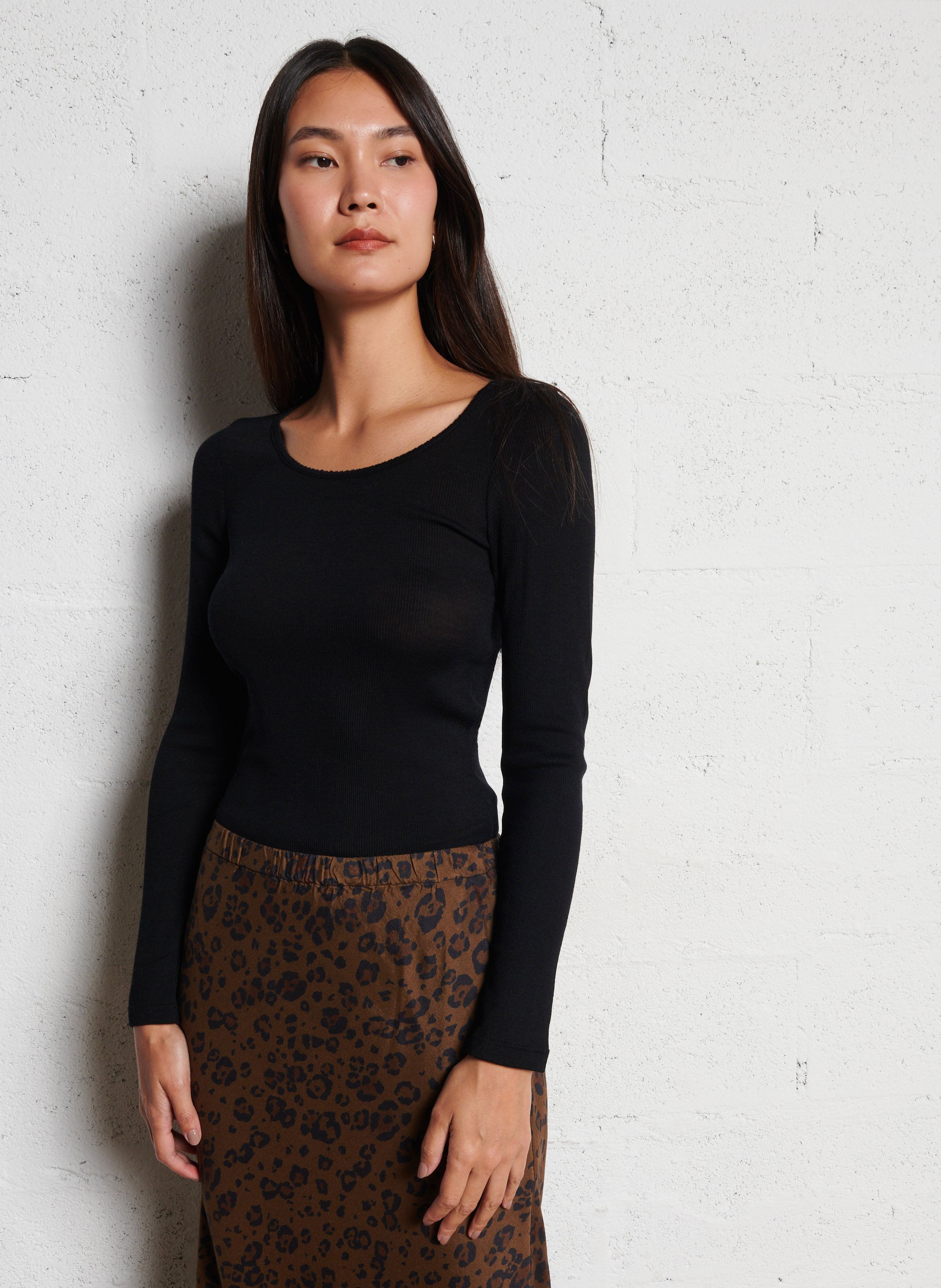 Tee-shirt manches longues uni ARMOR LUX Noir