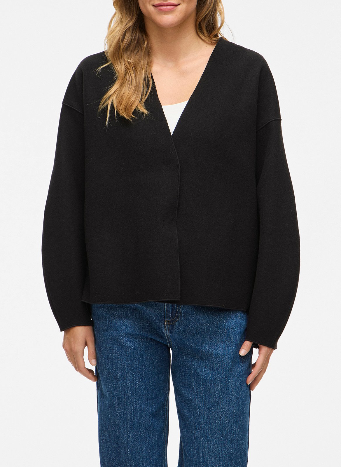 Veste légère ample col v VILA Noir