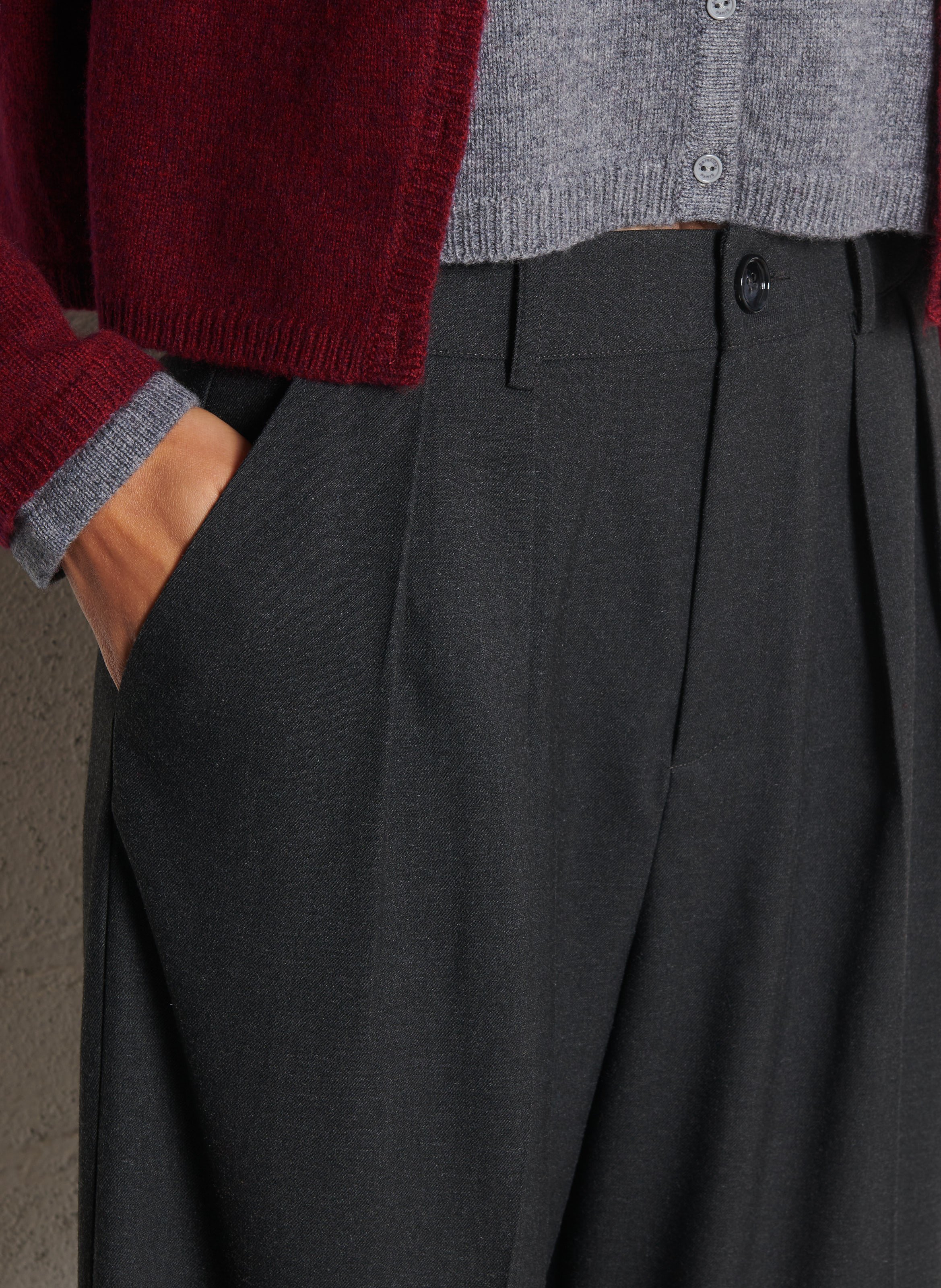 High-waisted wide-leg pleated pants PETITE MENDIGOTE Black