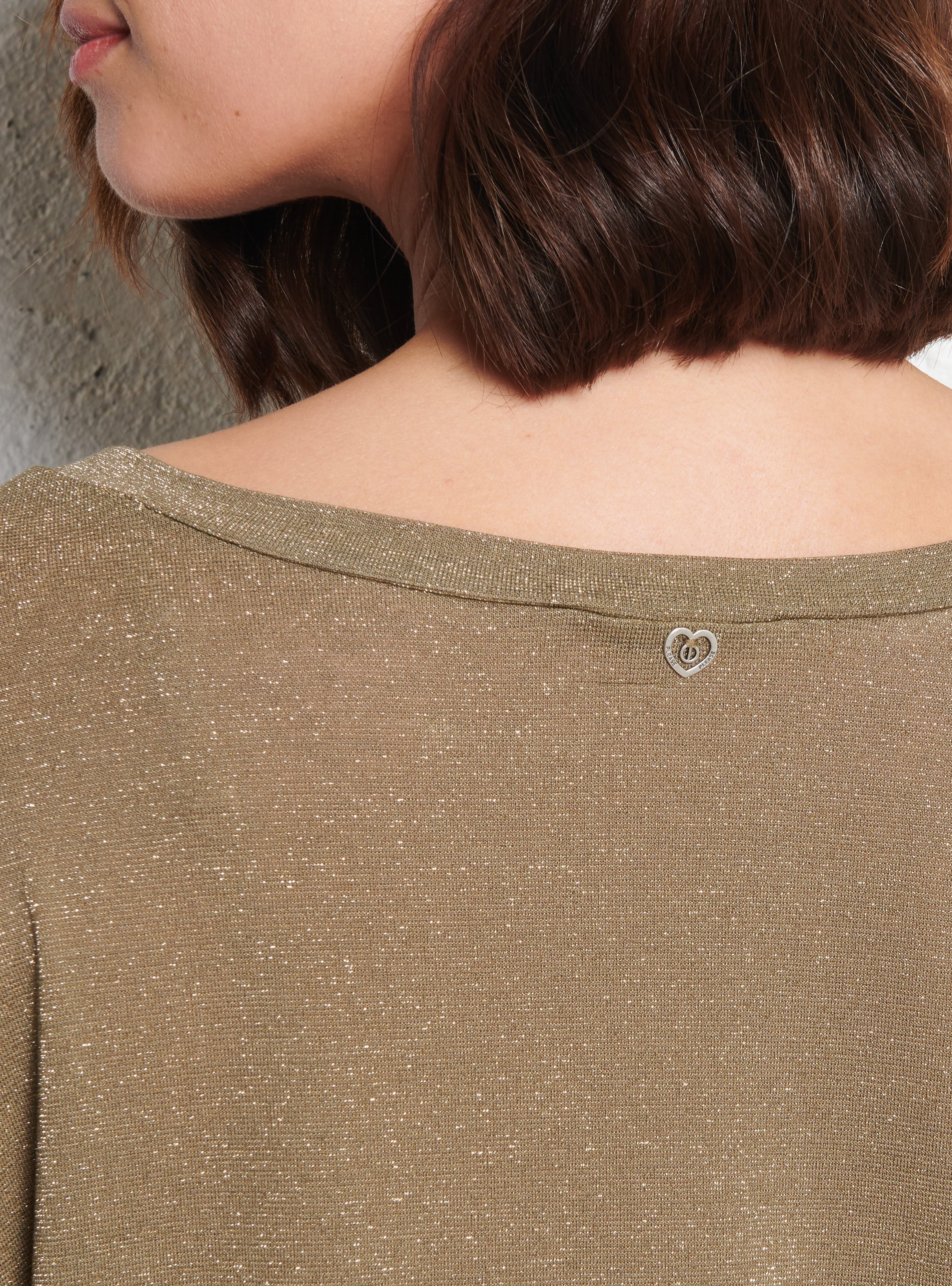 Wijde top met boothals PLEASE Kaki