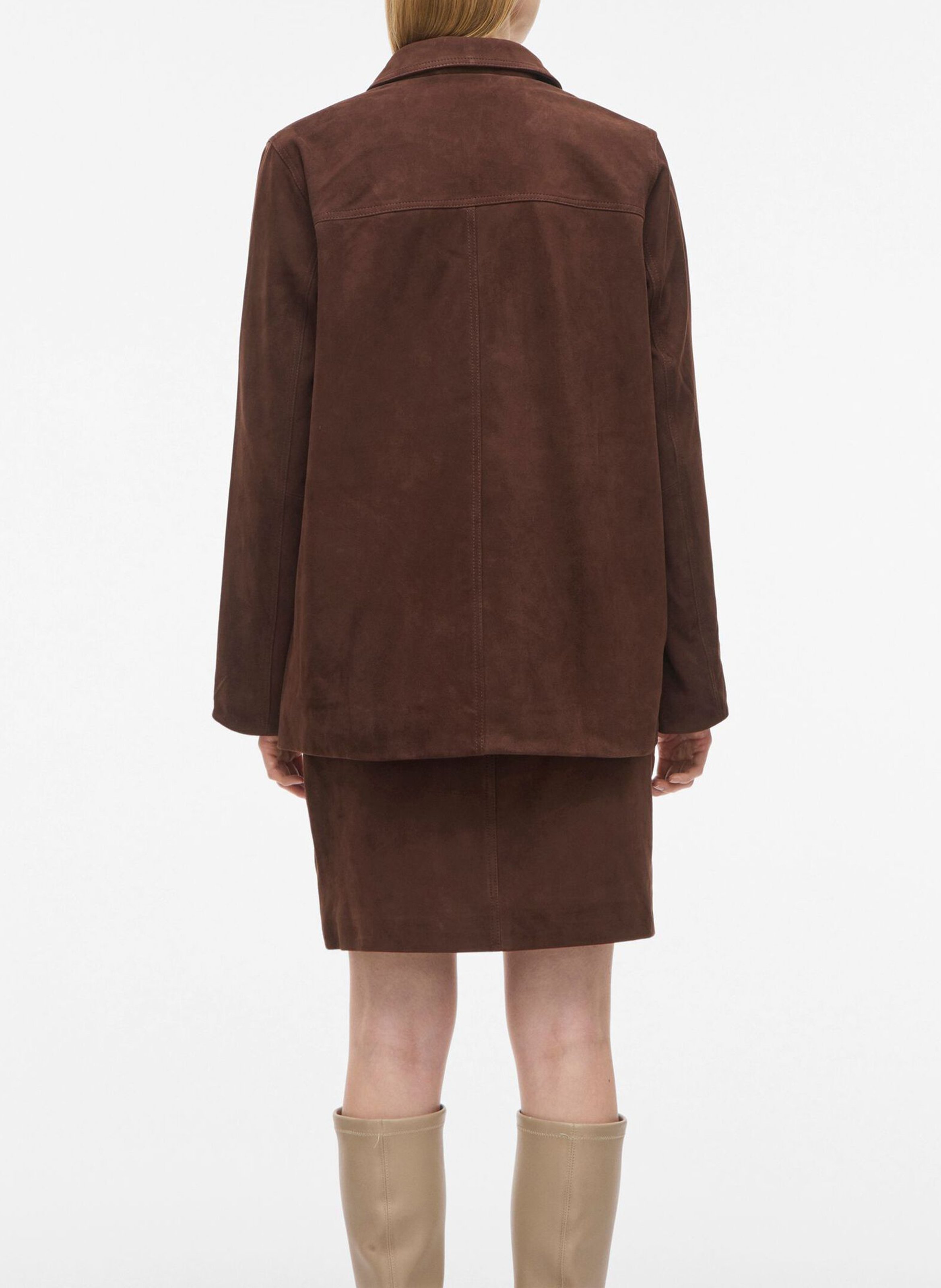 Gerade Lederjacke mit klassischem Kragen ROUGE EDIT Braun