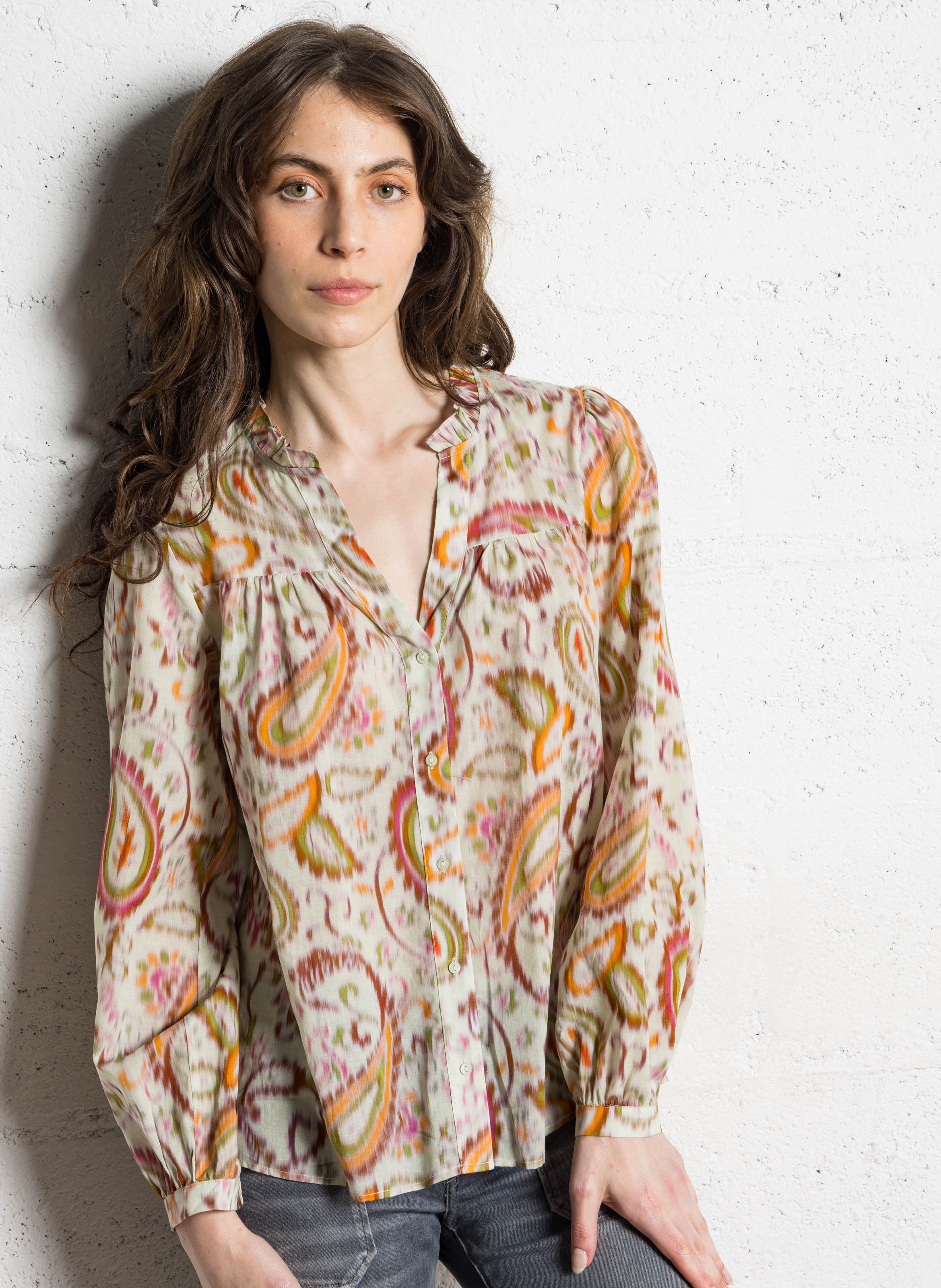 Chemise col V imprimée SUD EXPRESS Vert