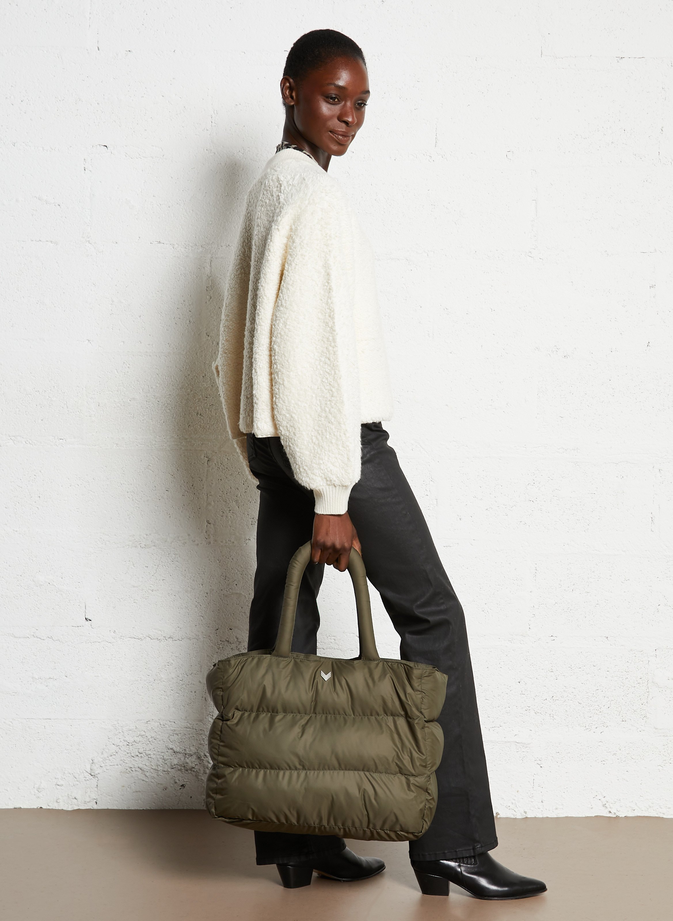 Quilted tote bag IKKS Khaki