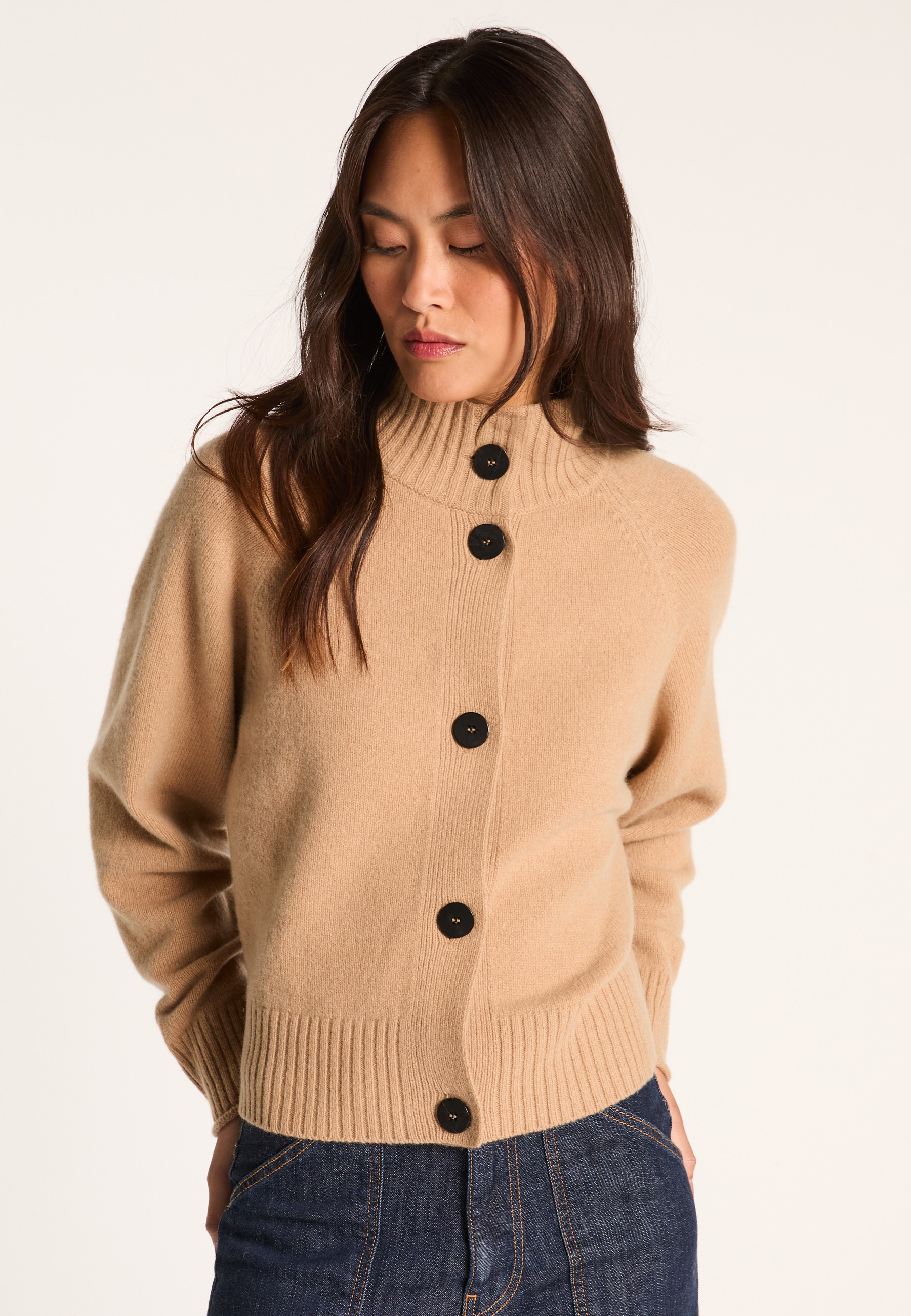 Cashmere blend cardigan MAISON MONTAGUT Brown