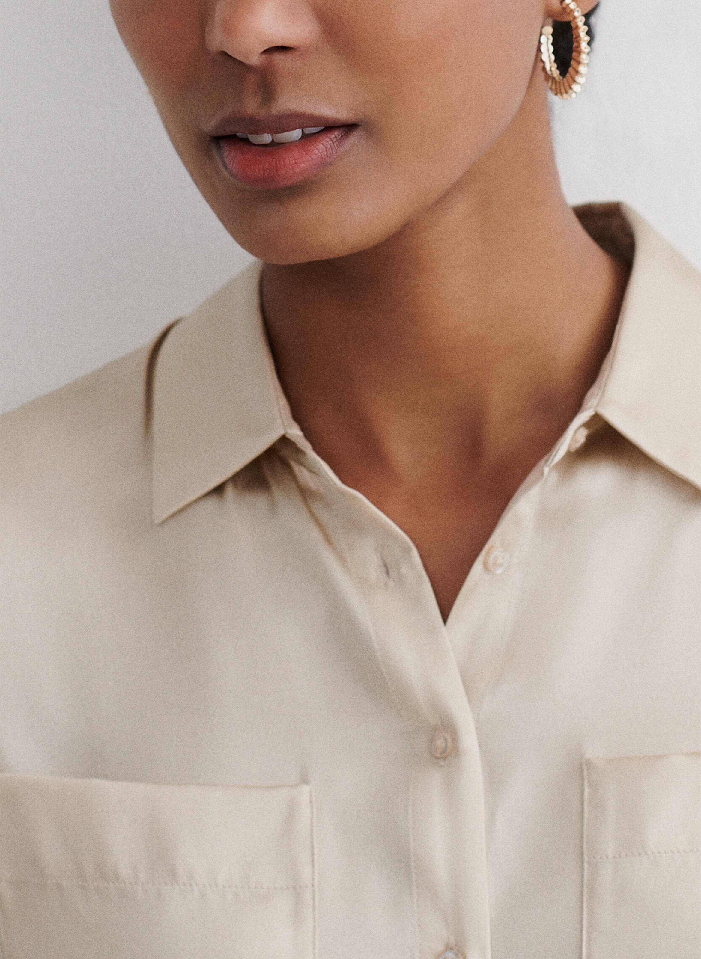 Silk shirt with classic collar CAROLL Beige