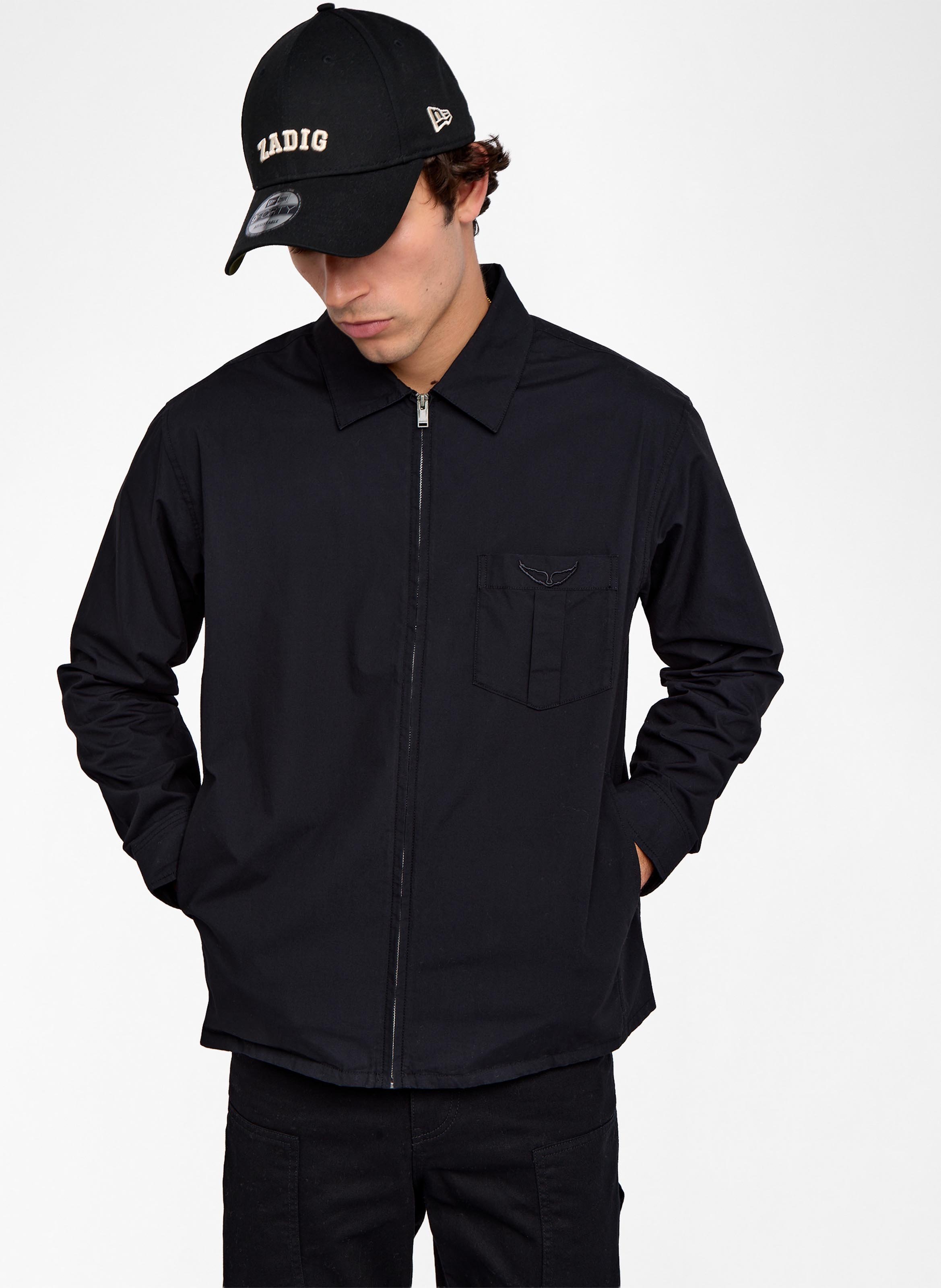 Veste droite zippée unie en coton ZADIG&VOLTAIRE Noir