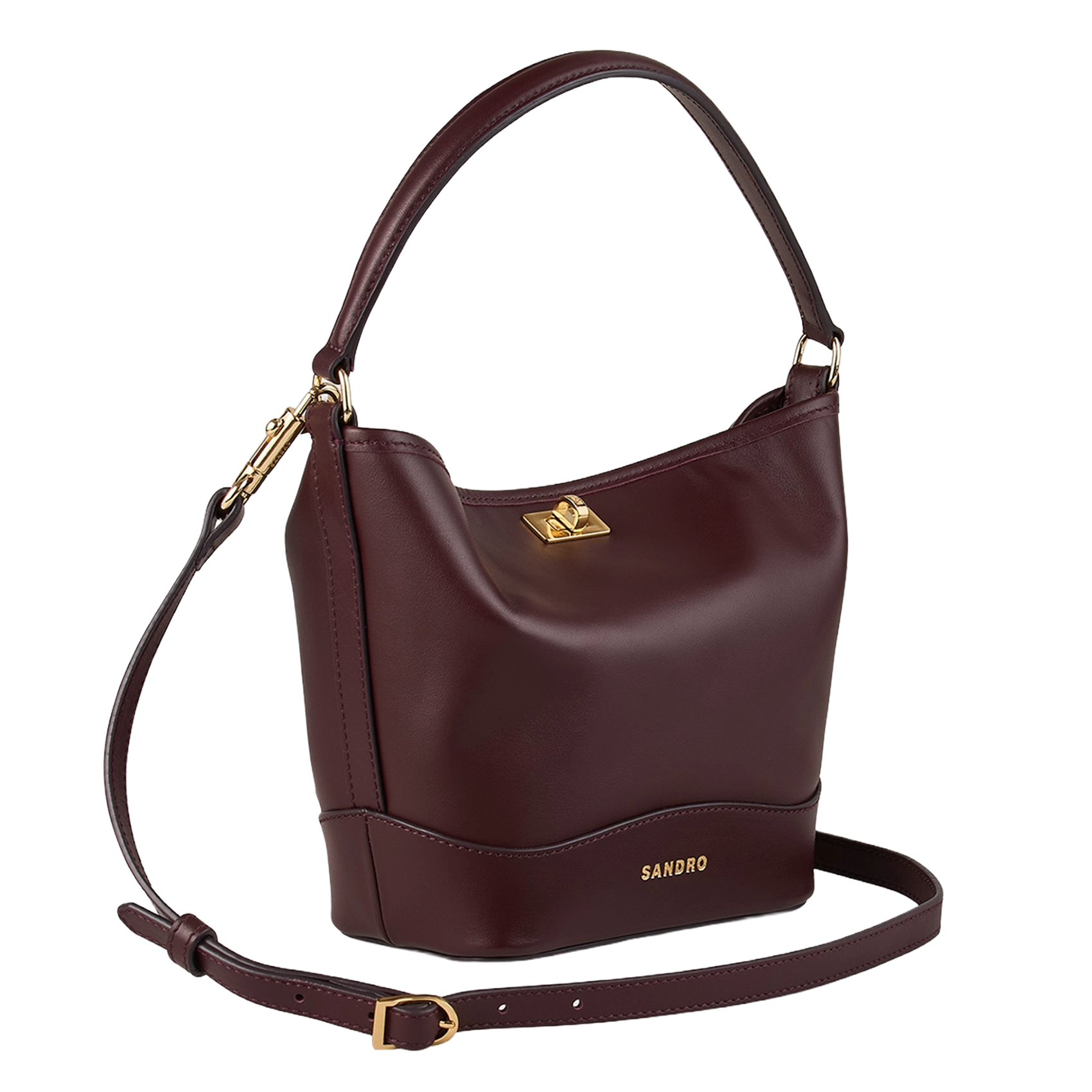 Petit sac seau bandoulière en cuir SANDRO Rouge