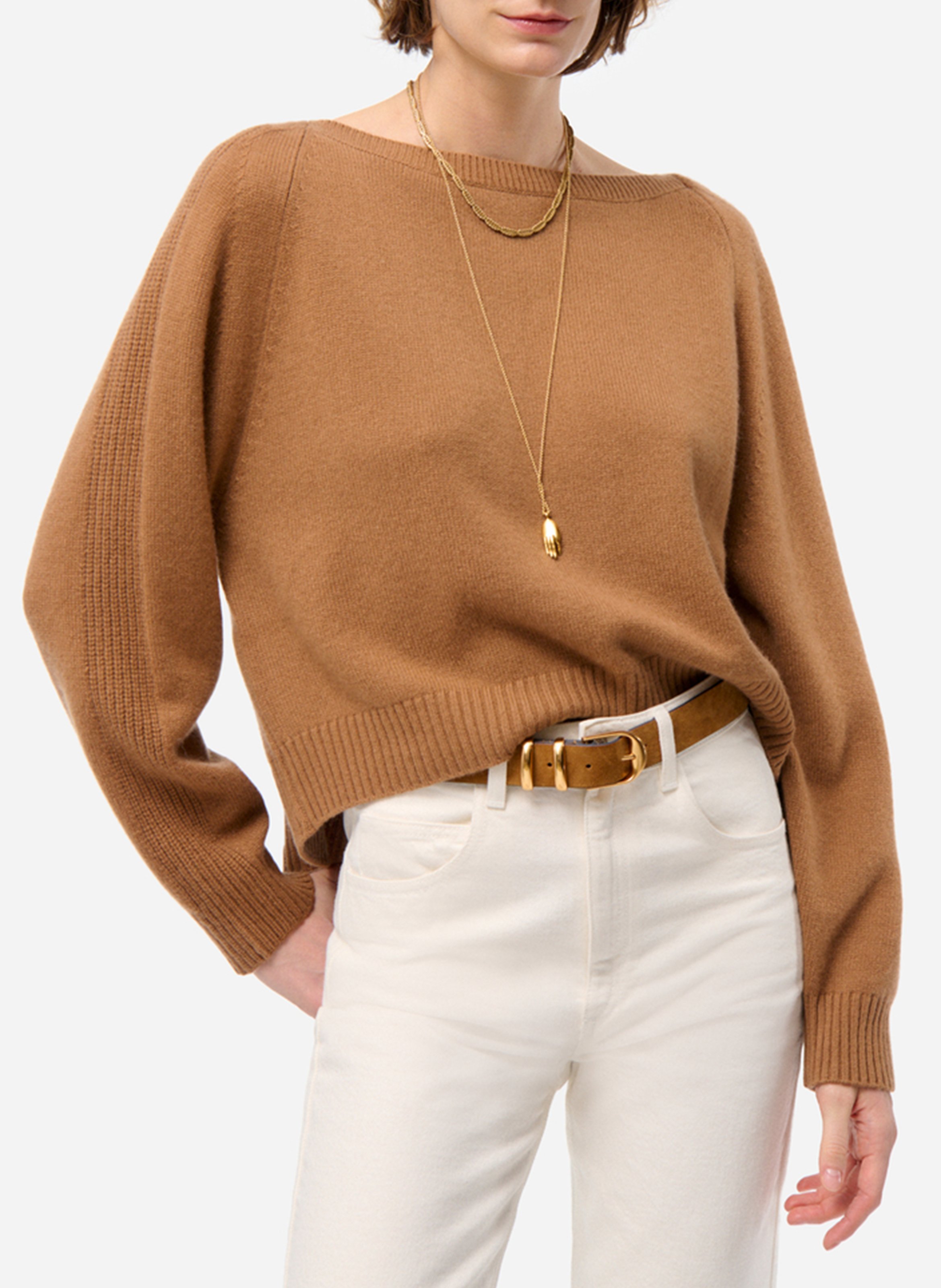 Belted cashmere sweater VANESSA BRUNO Brown