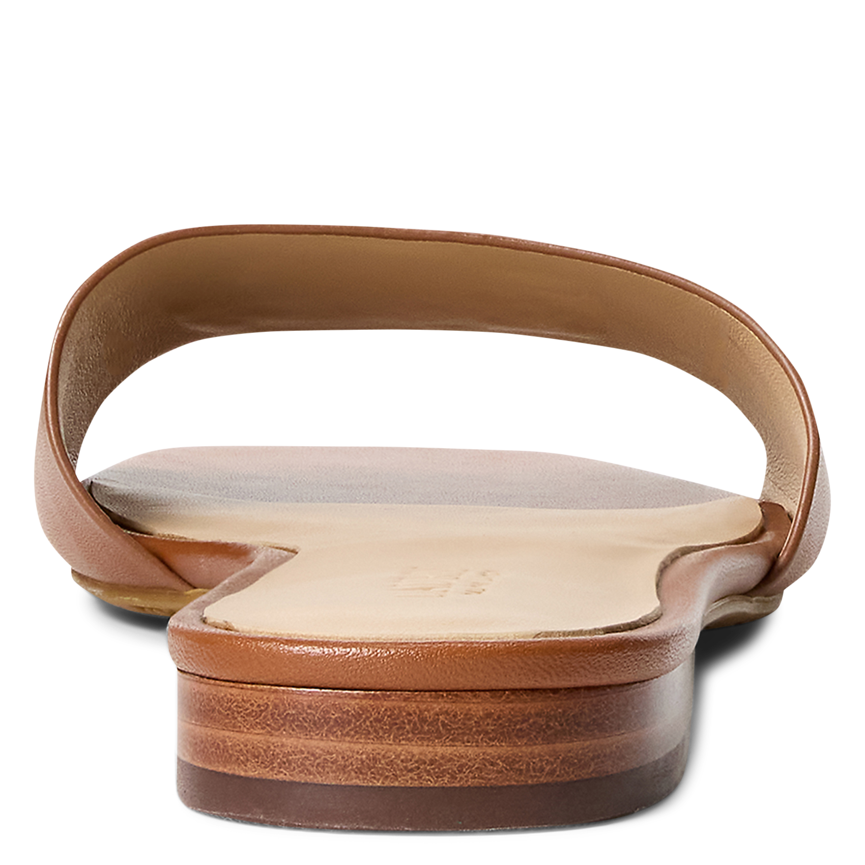 Sandales plates unies en cuir POLO RALPH LAUREN Marron