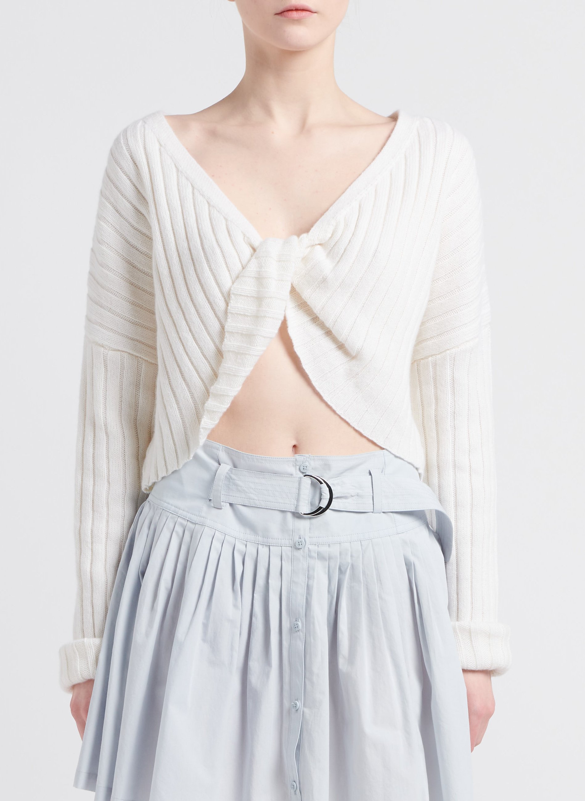 Maglione corto in misto lana scollato dietro COLLECTORS CLUB Beige