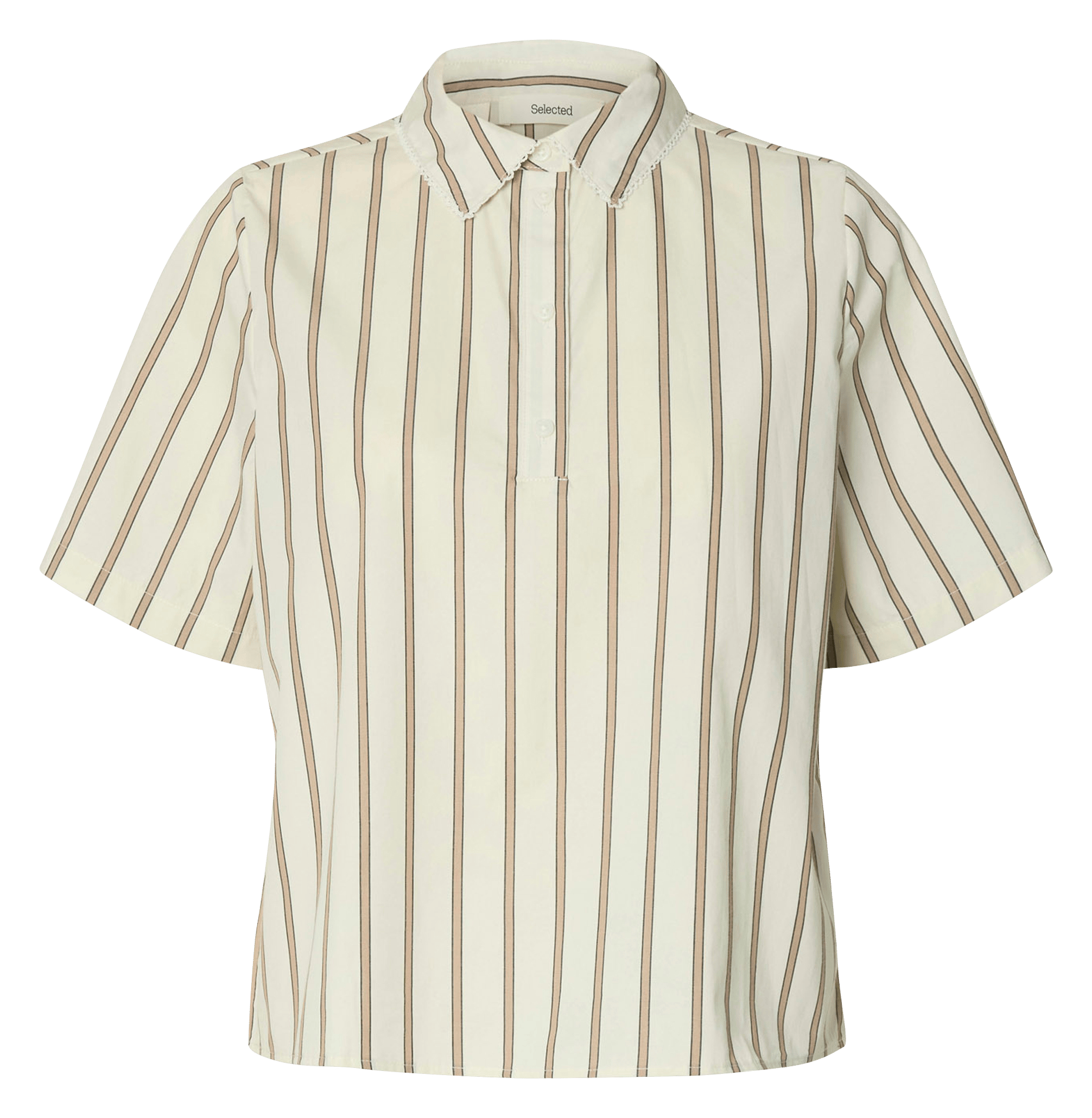 Chemise droite à rayures en coton bio SELECTED Gris