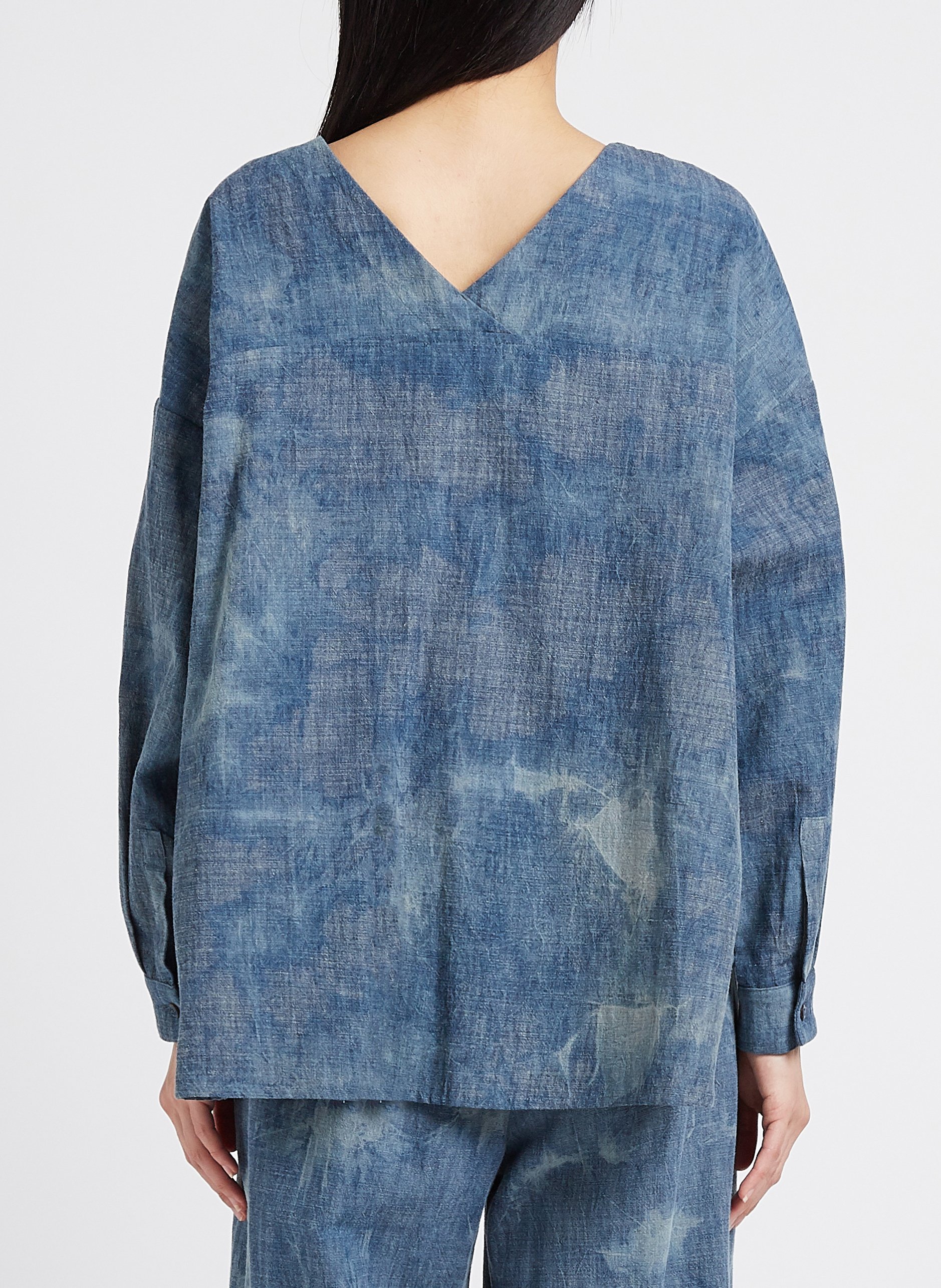 V-neck cotton-blend shirt MOMONI Blue