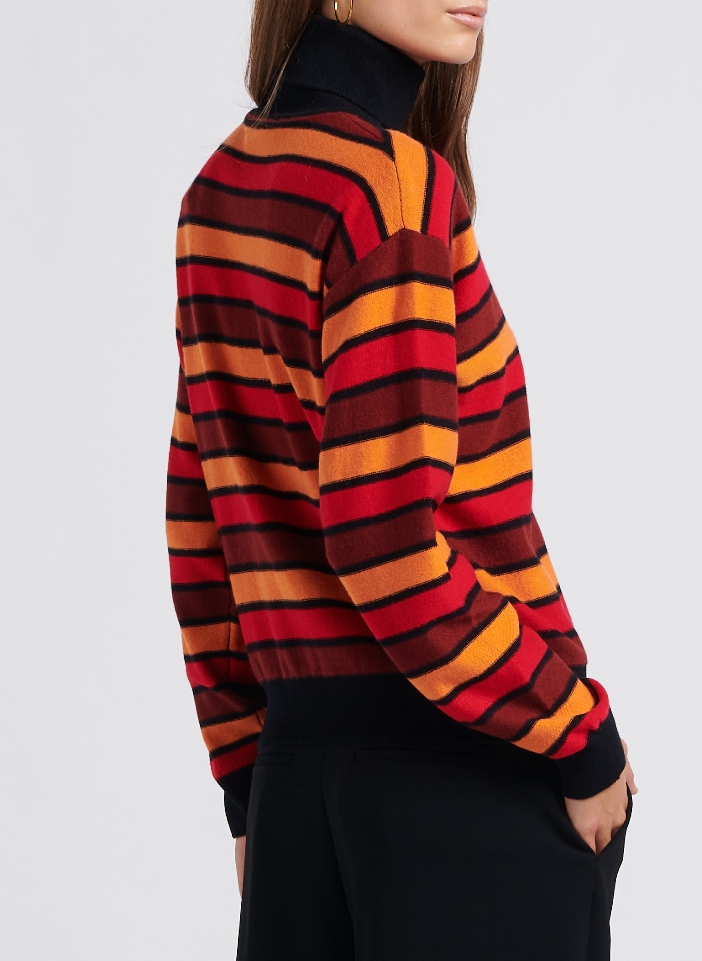 Gestreifter Rollkragenpullover aus Wollmix SONIA RYKIEL Rot