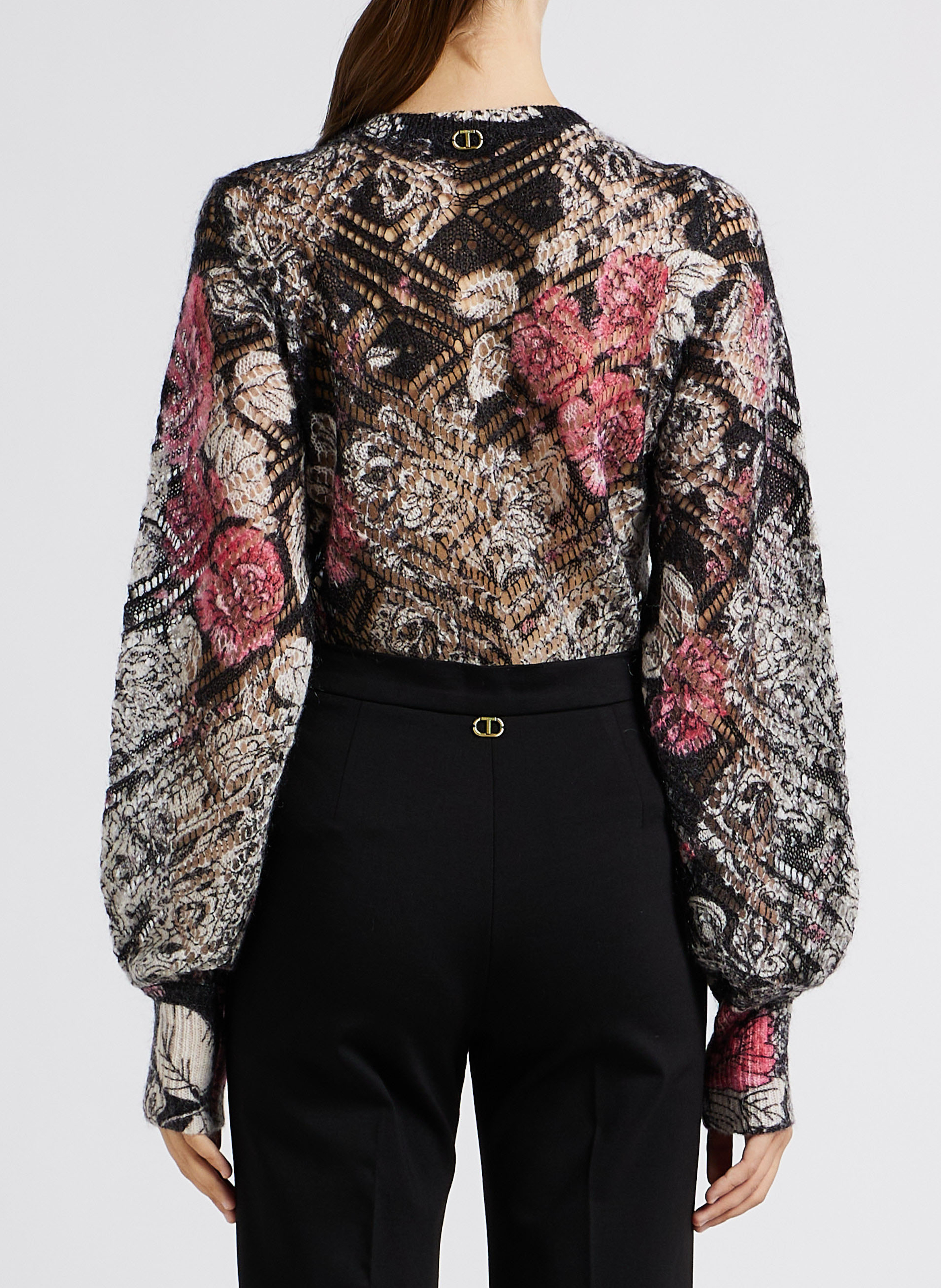 Round-neck printed sweater TWINSET Black